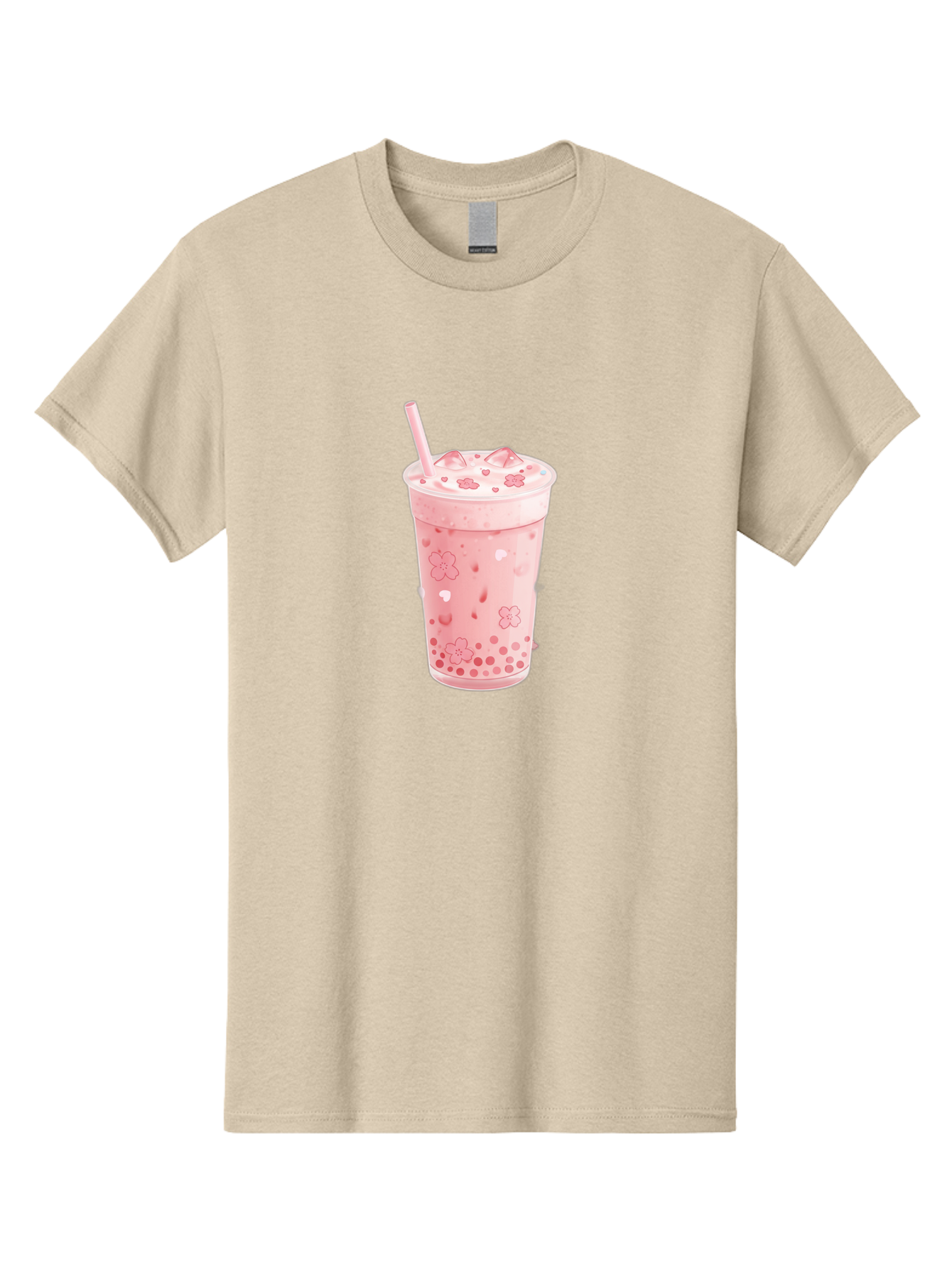 Strawberry-Milk-Tea Men'S Graphic Tee, 100% Cotton, Comfortable Casual Summer Wear, Machine Washable, Pink Milk Tea, Bubble Tea, Boba Drink, Iced Tea, Floral Design, Straw, Creamy Texture, Sweet Treat, Refreshing Beverage, Summer Drink Bad740