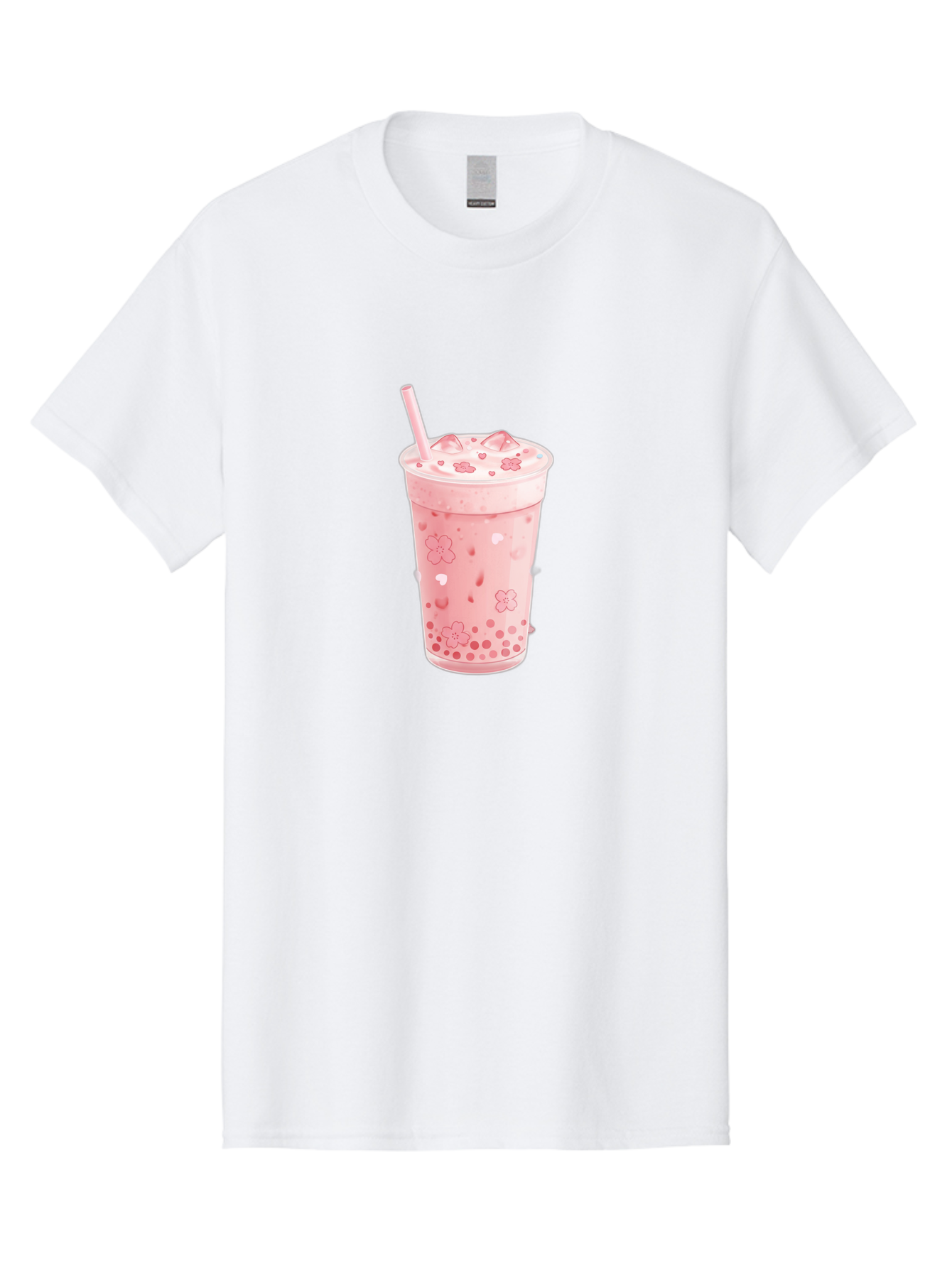 Strawberry-Milk-Tea Men'S Graphic Tee, 100% Cotton, Comfortable Casual Summer Wear, Machine Washable, Pink Milk Tea, Bubble Tea, Boba Drink, Iced Tea, Floral Design, Straw, Creamy Texture, Sweet Treat, Refreshing Beverage, Summer Drink Bad740