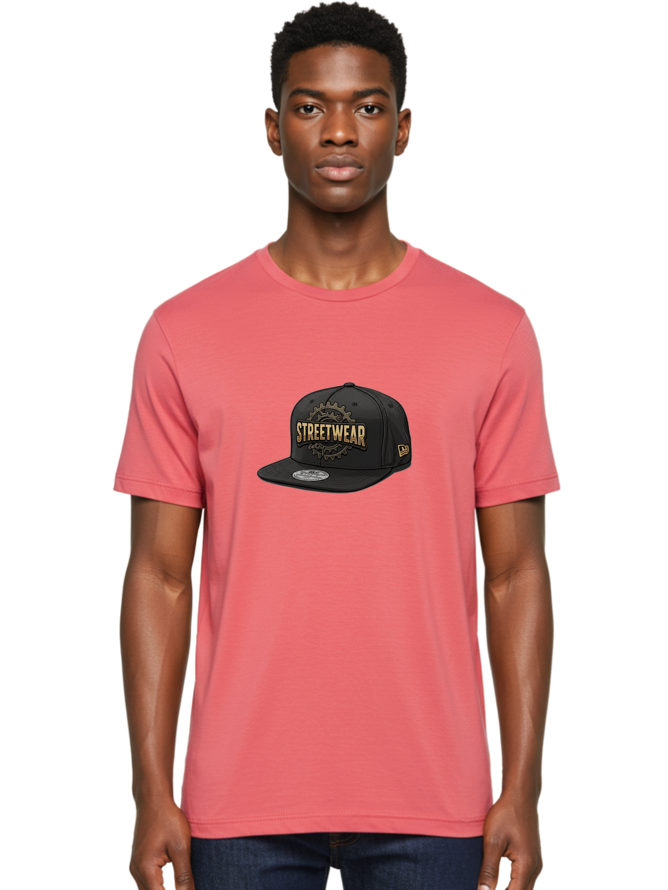 Streetwear-Baseball-Cap Men'S Graphic Tee, 100% Cotton, Comfortable Casual Summer Wear, Machine Washable, Streetwear Fashion, Baseball Cap, Urban Style, Trendy Accessories, Casual Wear, Streetwear Clothing, New Era Cap, Gear Design, Bad745