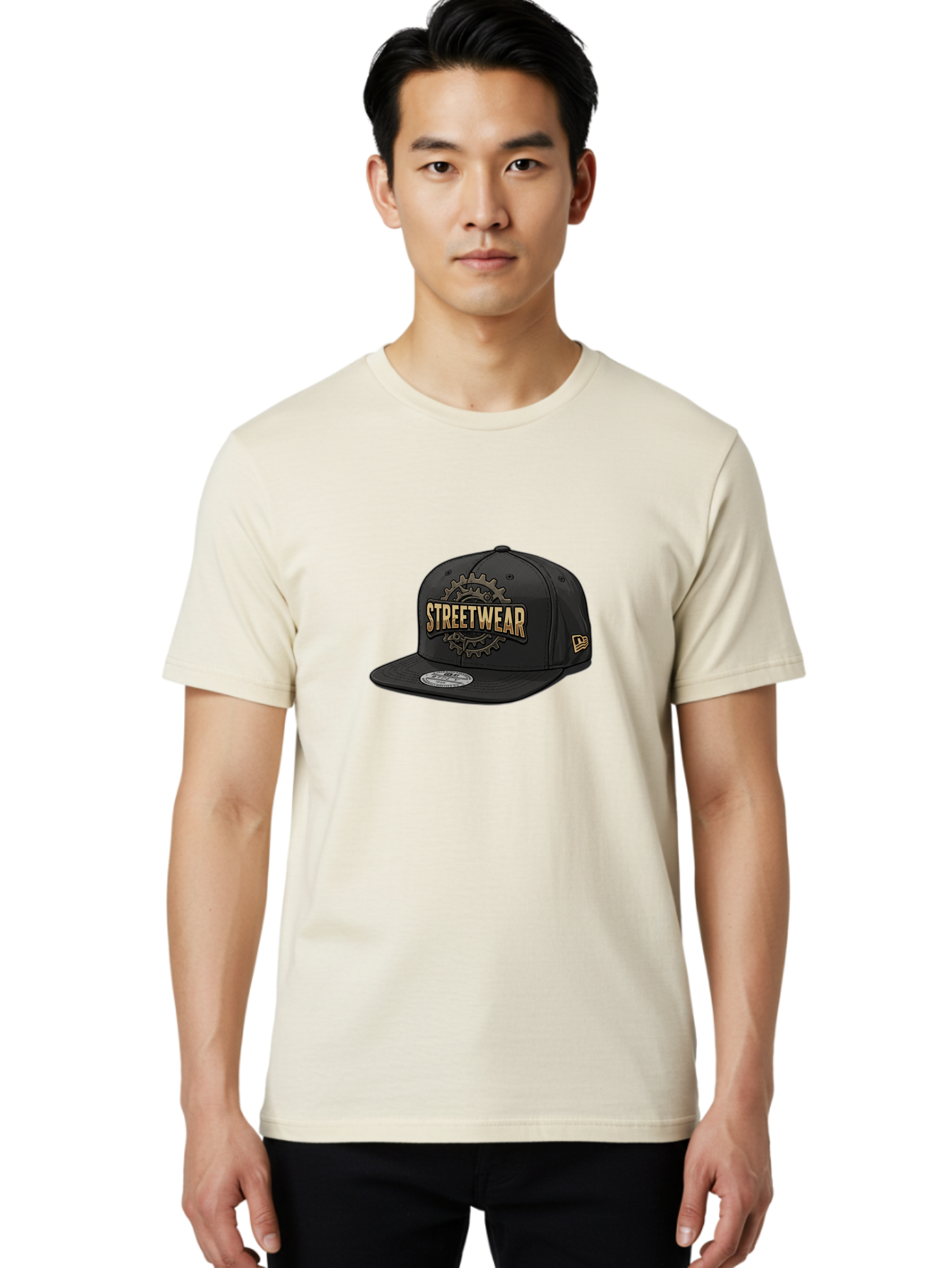 Streetwear-Baseball-Cap Men'S Graphic Tee, 100% Cotton, Comfortable Casual Summer Wear, Machine Washable, Streetwear Fashion, Baseball Cap, Urban Style, Trendy Accessories, Casual Wear, Streetwear Clothing, New Era Cap, Gear Design, Bad745