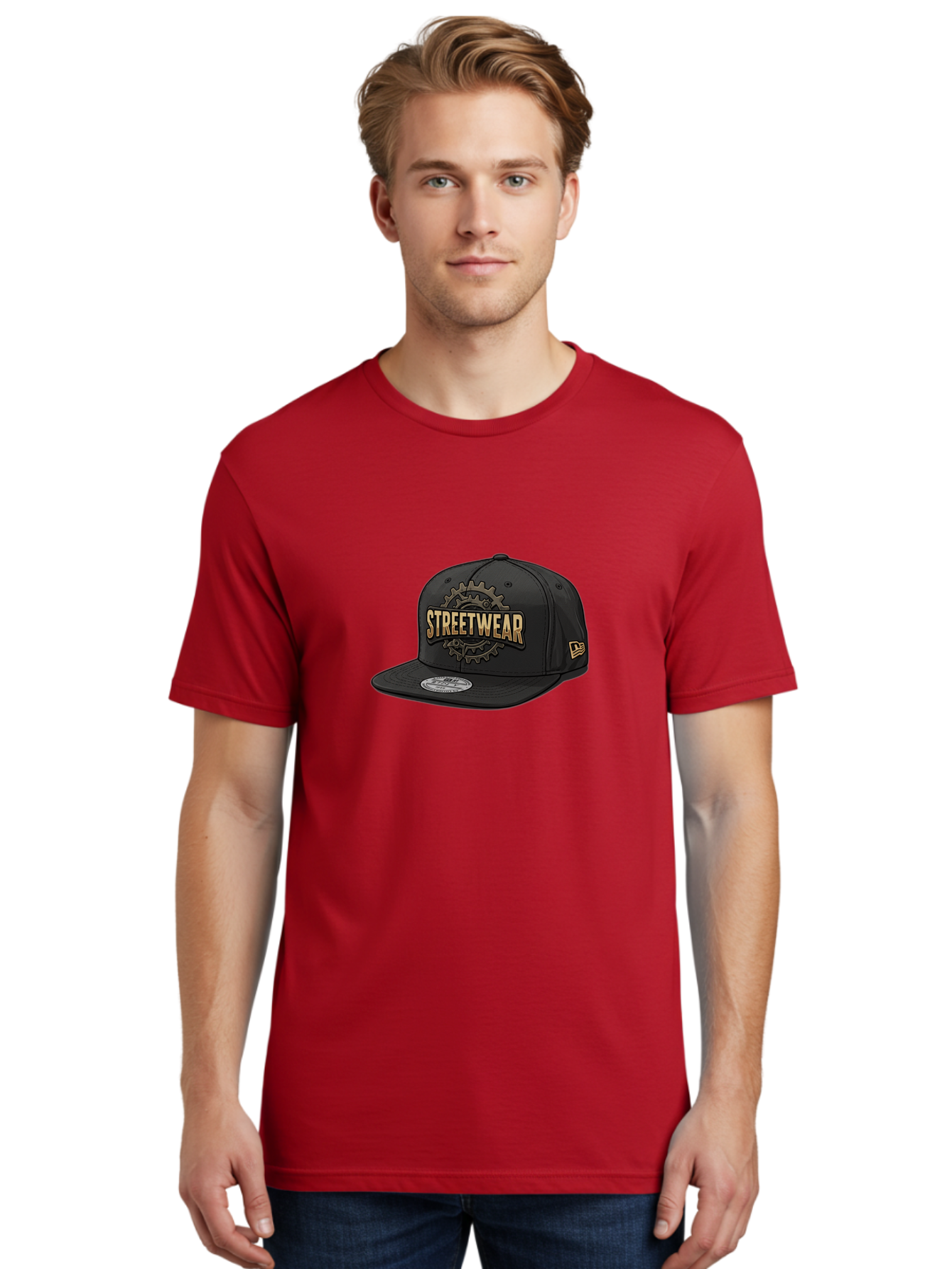 Streetwear-Baseball-Cap Men'S Graphic Tee, 100% Cotton, Comfortable Casual Summer Wear, Machine Washable, Streetwear Fashion, Baseball Cap, Urban Style, Trendy Accessories, Casual Wear, Streetwear Clothing, New Era Cap, Gear Design, Bad745