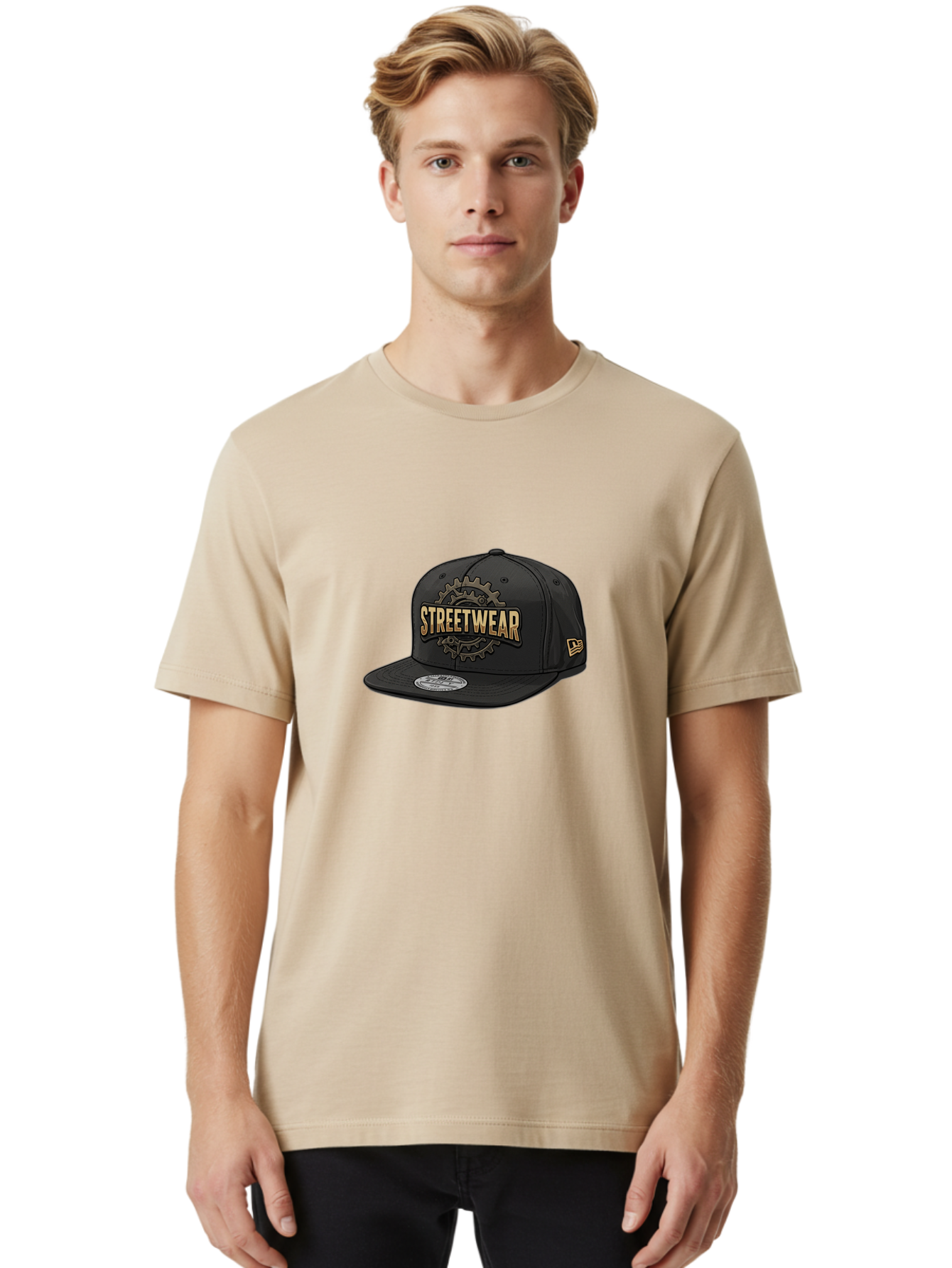 Streetwear-Baseball-Cap Men'S Graphic Tee, 100% Cotton, Comfortable Casual Summer Wear, Machine Washable, Streetwear Fashion, Baseball Cap, Urban Style, Trendy Accessories, Casual Wear, Streetwear Clothing, New Era Cap, Gear Design, Bad745