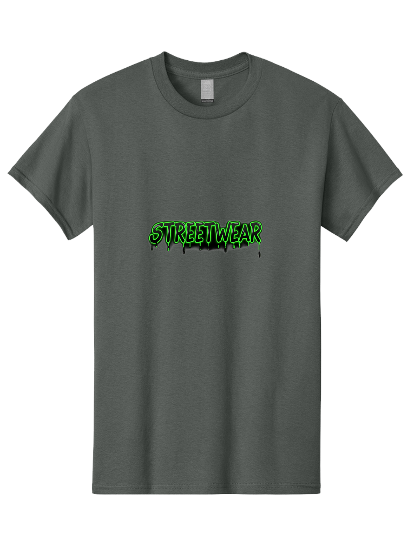 Streetwear Men'S Graphic Tee, 100% Cotton, Comfortable Casual Summer Wear, Machine Washable, Streetwear Fashion, Urban Style, Graffiti Art, Black And Green Dripping Effect, Edgy Design, Modern Clothing, Trendy Aesthetic Bad746