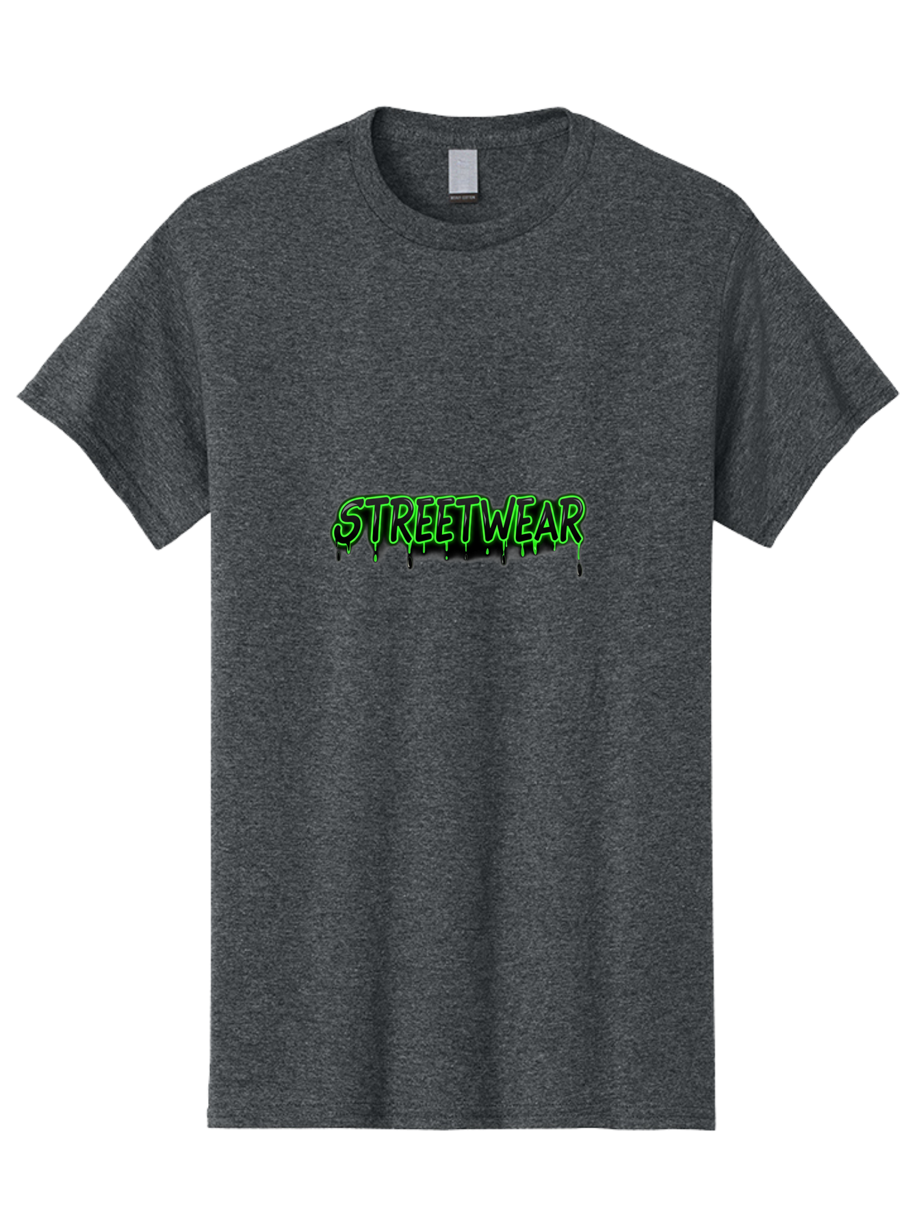 Streetwear Men'S Graphic Tee, 100% Cotton, Comfortable Casual Summer Wear, Machine Washable, Streetwear Fashion, Urban Style, Graffiti Art, Black And Green Dripping Effect, Edgy Design, Modern Clothing, Trendy Aesthetic Bad746