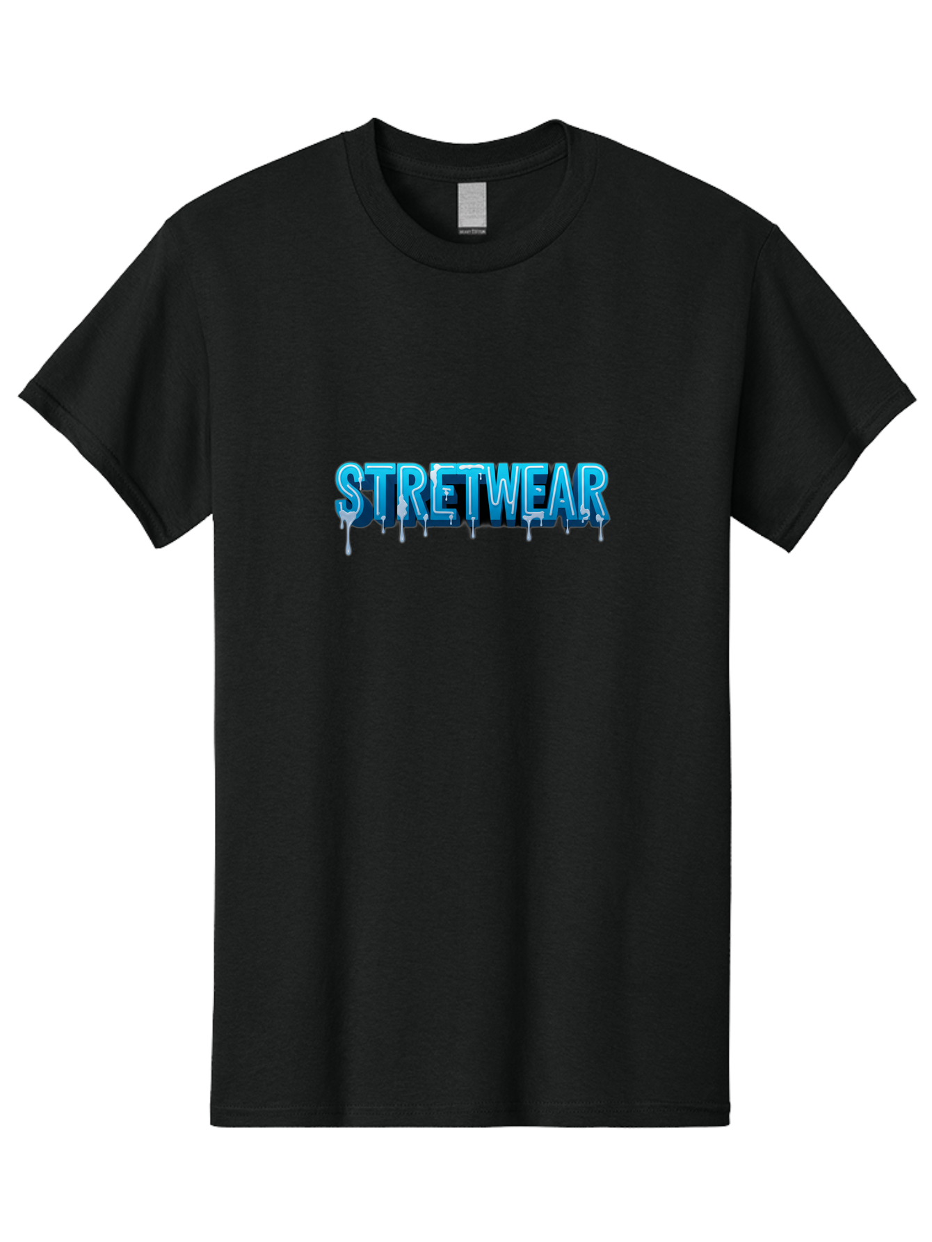 Stretwear-1 Men'S Graphic Tee, 100% Cotton, Comfortable Casual Summer Wear, Machine Washable, Streetwear Fashion, Urban Style, Graffiti Art, Dripping Effect, 3D Text, Blue Font, Street Culture, Clothing Brand, Edgy Design Bad747