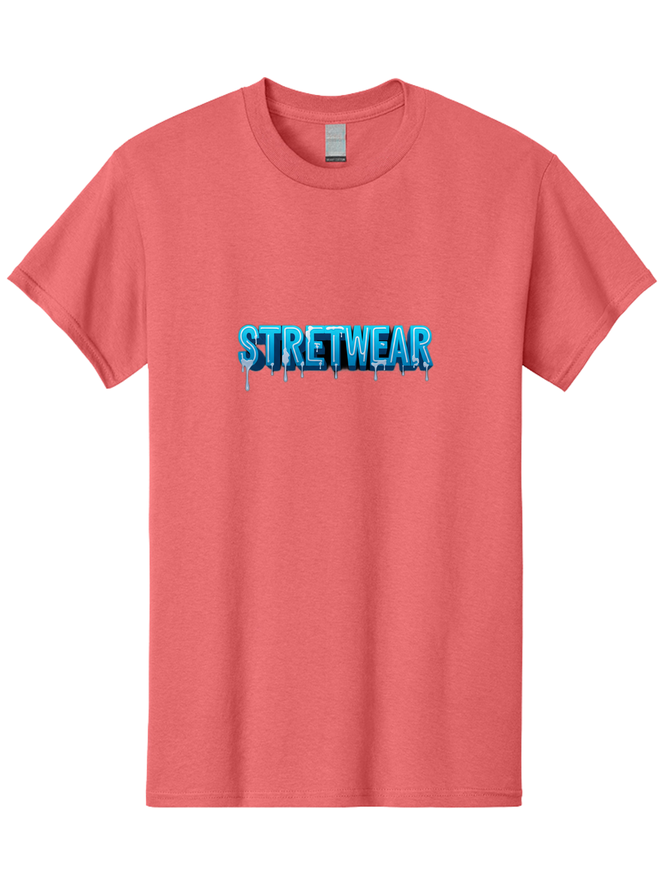 Stretwear-1 Men'S Graphic Tee, 100% Cotton, Comfortable Casual Summer Wear, Machine Washable, Streetwear Fashion, Urban Style, Graffiti Art, Dripping Effect, 3D Text, Blue Font, Street Culture, Clothing Brand, Edgy Design Bad747