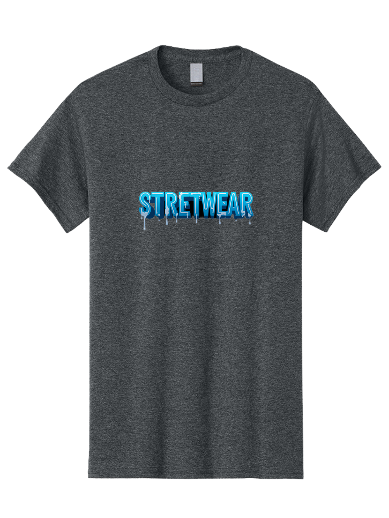 Stretwear-1 Men'S Graphic Tee, 100% Cotton, Comfortable Casual Summer Wear, Machine Washable, Streetwear Fashion, Urban Style, Graffiti Art, Dripping Effect, 3D Text, Blue Font, Street Culture, Clothing Brand, Edgy Design Bad747