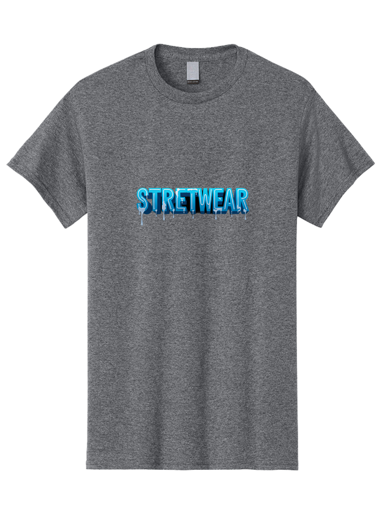 Stretwear-1 Men'S Graphic Tee, 100% Cotton, Comfortable Casual Summer Wear, Machine Washable, Streetwear Fashion, Urban Style, Graffiti Art, Dripping Effect, 3D Text, Blue Font, Street Culture, Clothing Brand, Edgy Design Bad747