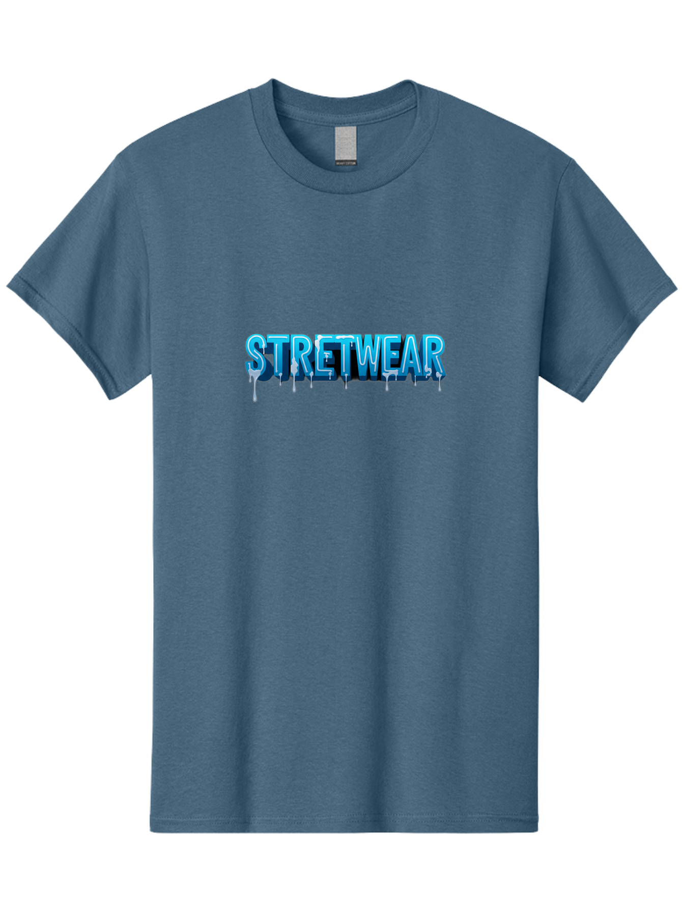 Stretwear-1 Men'S Graphic Tee, 100% Cotton, Comfortable Casual Summer Wear, Machine Washable, Streetwear Fashion, Urban Style, Graffiti Art, Dripping Effect, 3D Text, Blue Font, Street Culture, Clothing Brand, Edgy Design Bad747