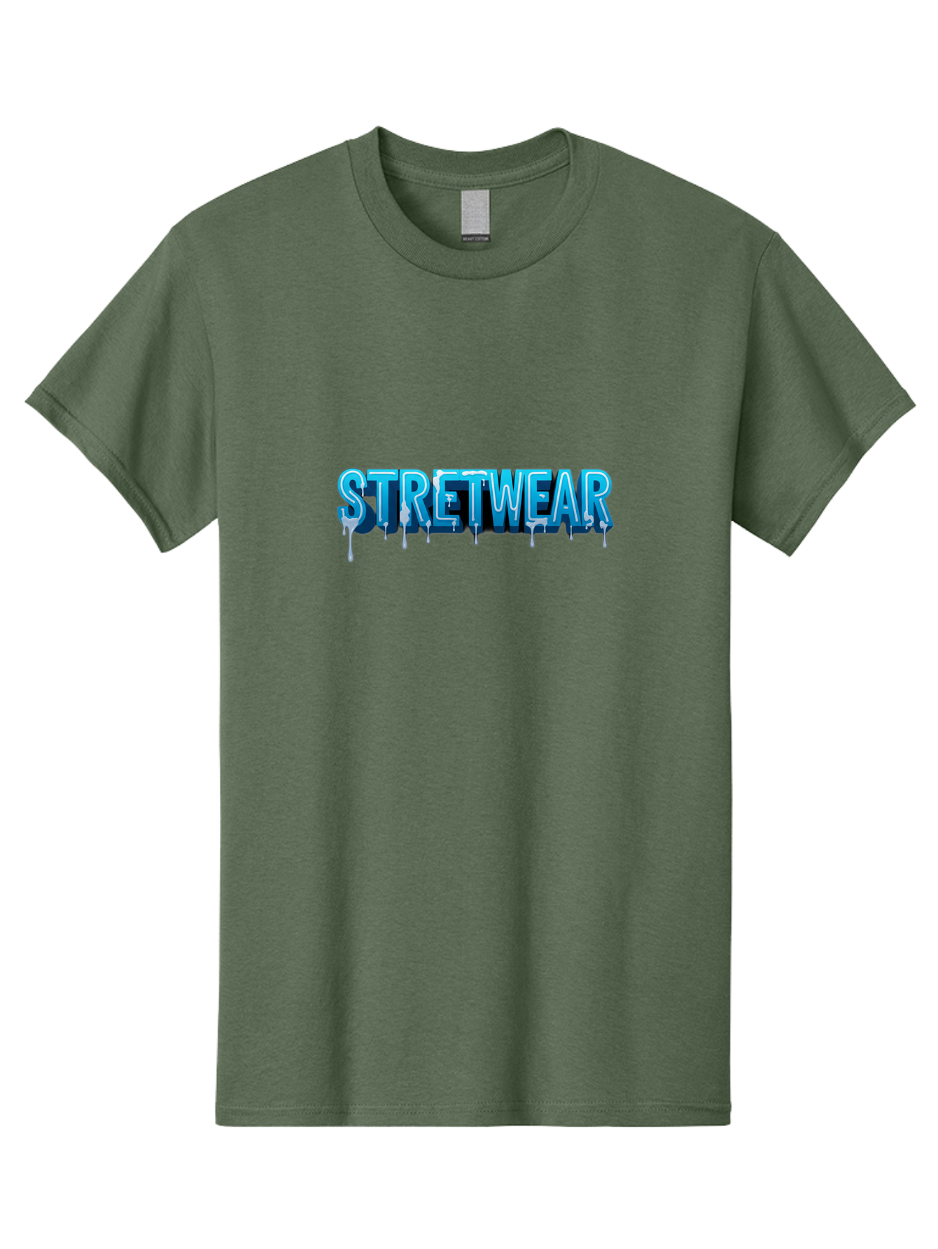 Stretwear-1 Men'S Graphic Tee, 100% Cotton, Comfortable Casual Summer Wear, Machine Washable, Streetwear Fashion, Urban Style, Graffiti Art, Dripping Effect, 3D Text, Blue Font, Street Culture, Clothing Brand, Edgy Design Bad747