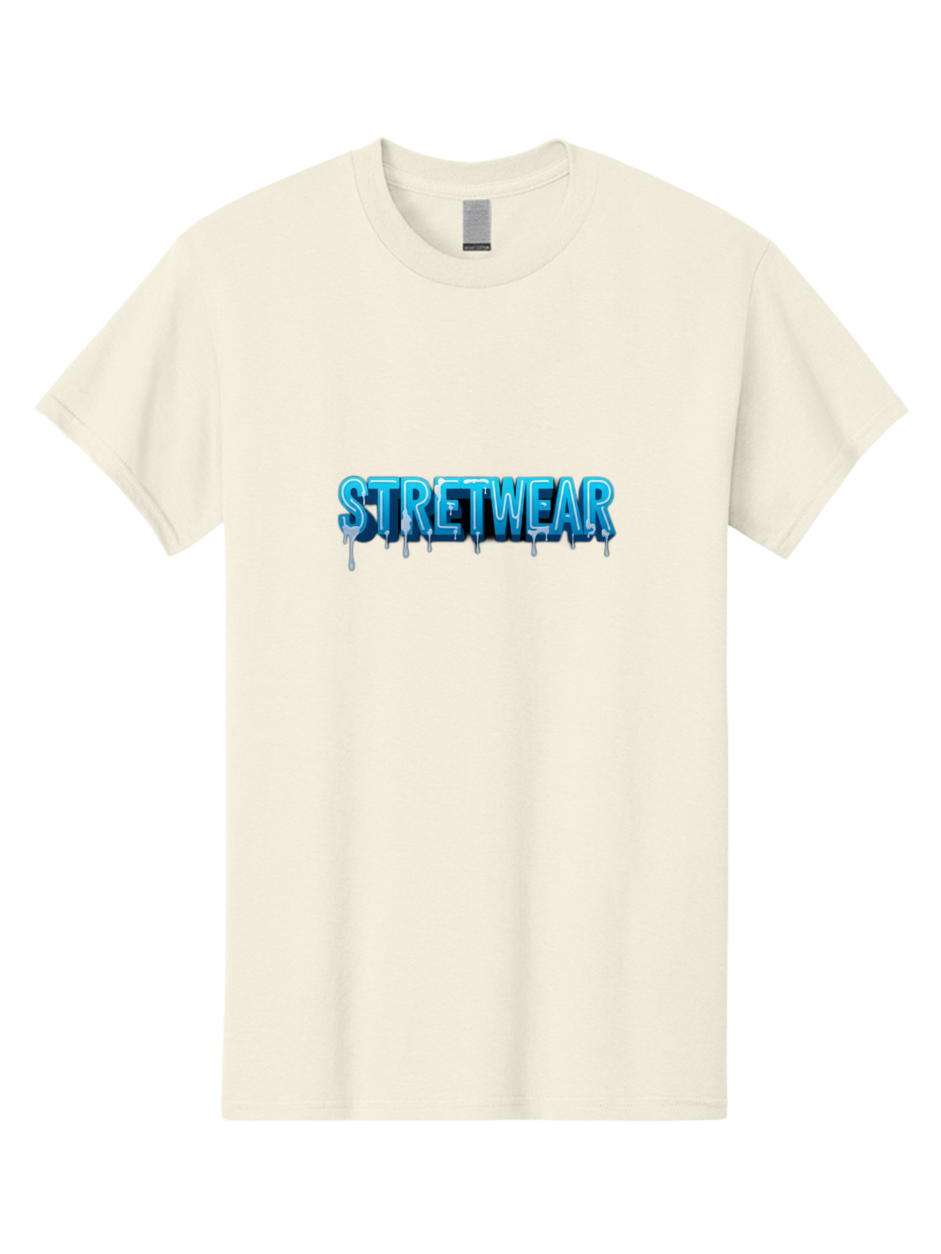 Stretwear-1 Men'S Graphic Tee, 100% Cotton, Comfortable Casual Summer Wear, Machine Washable, Streetwear Fashion, Urban Style, Graffiti Art, Dripping Effect, 3D Text, Blue Font, Street Culture, Clothing Brand, Edgy Design Bad747