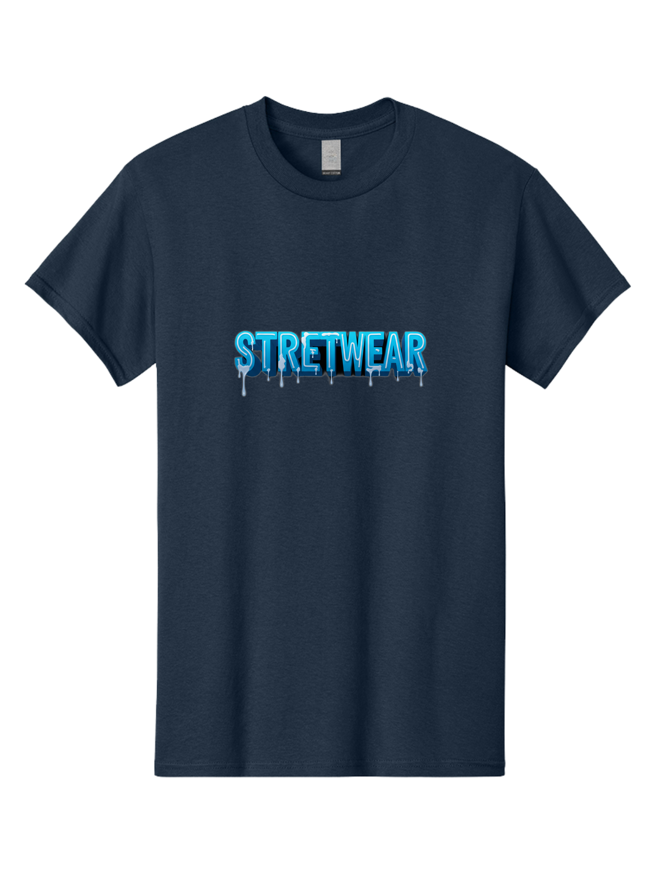 Stretwear-1 Men'S Graphic Tee, 100% Cotton, Comfortable Casual Summer Wear, Machine Washable, Streetwear Fashion, Urban Style, Graffiti Art, Dripping Effect, 3D Text, Blue Font, Street Culture, Clothing Brand, Edgy Design Bad747