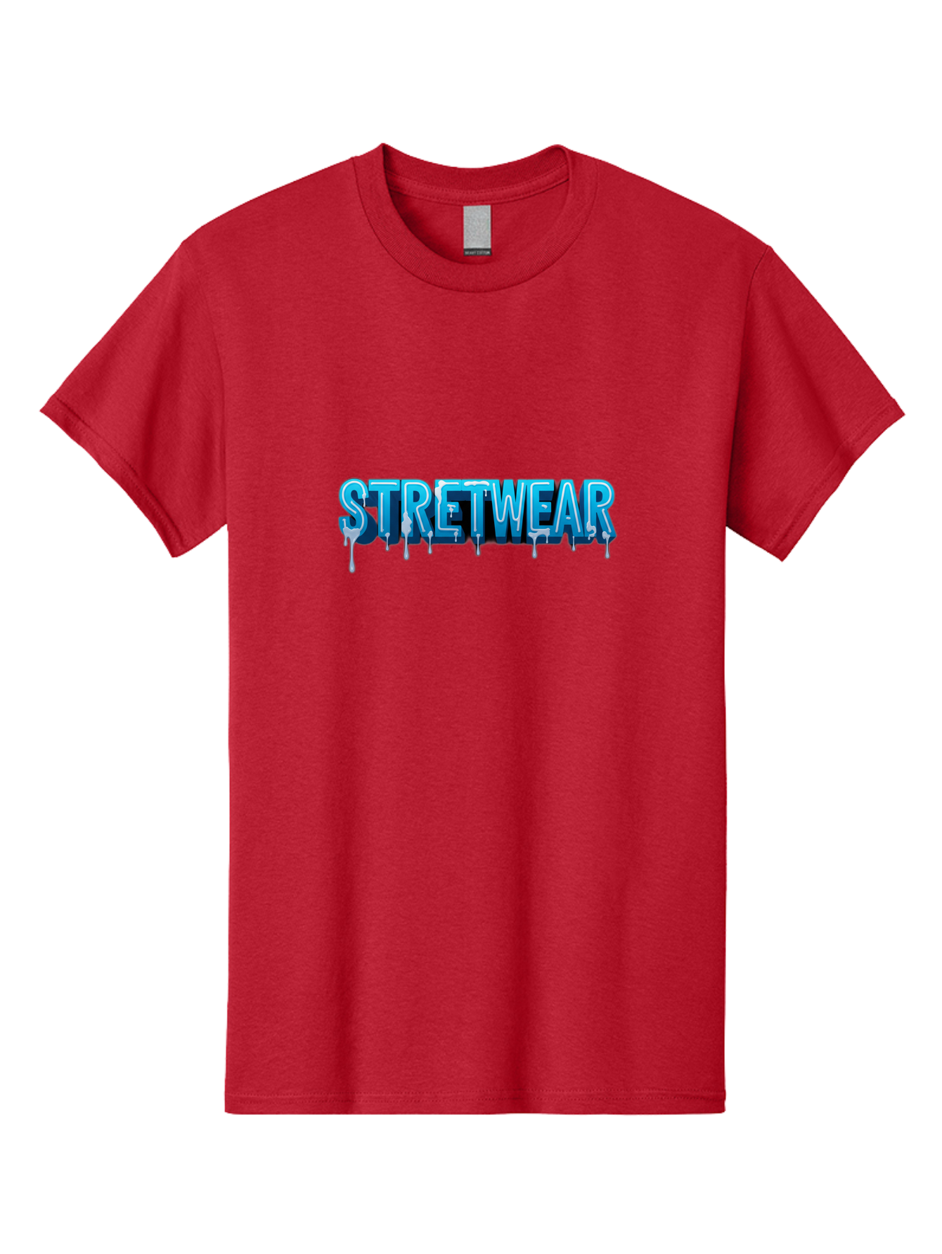 Stretwear-1 Men'S Graphic Tee, 100% Cotton, Comfortable Casual Summer Wear, Machine Washable, Streetwear Fashion, Urban Style, Graffiti Art, Dripping Effect, 3D Text, Blue Font, Street Culture, Clothing Brand, Edgy Design Bad747