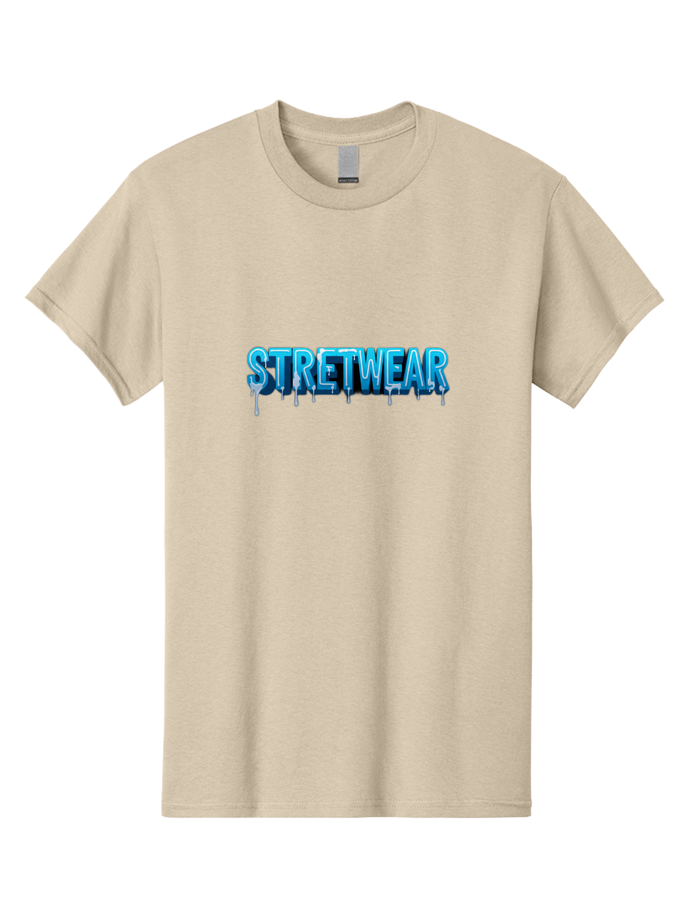 Stretwear-1 Men'S Graphic Tee, 100% Cotton, Comfortable Casual Summer Wear, Machine Washable, Streetwear Fashion, Urban Style, Graffiti Art, Dripping Effect, 3D Text, Blue Font, Street Culture, Clothing Brand, Edgy Design Bad747