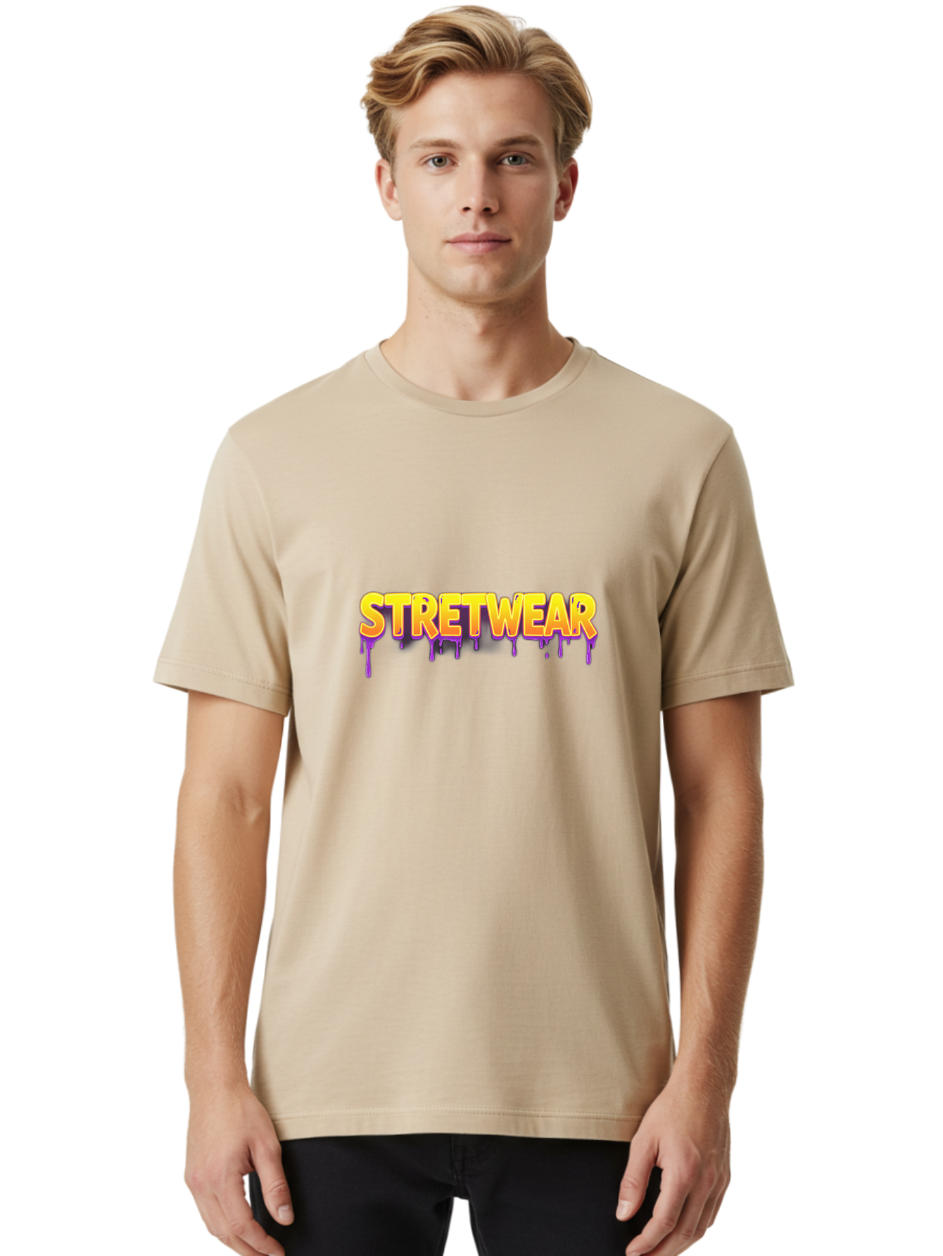Stretwear-2 Men'S Graphic Tee, 100% Cotton, Comfortable Casual Summer Wear, Machine Washable, Streetwear Fashion, Urban Style, Bold Graphics, Graffiti Art, Vibrant Colors, Edgy Design, Youth Culture, Trendy Clothing Bad748