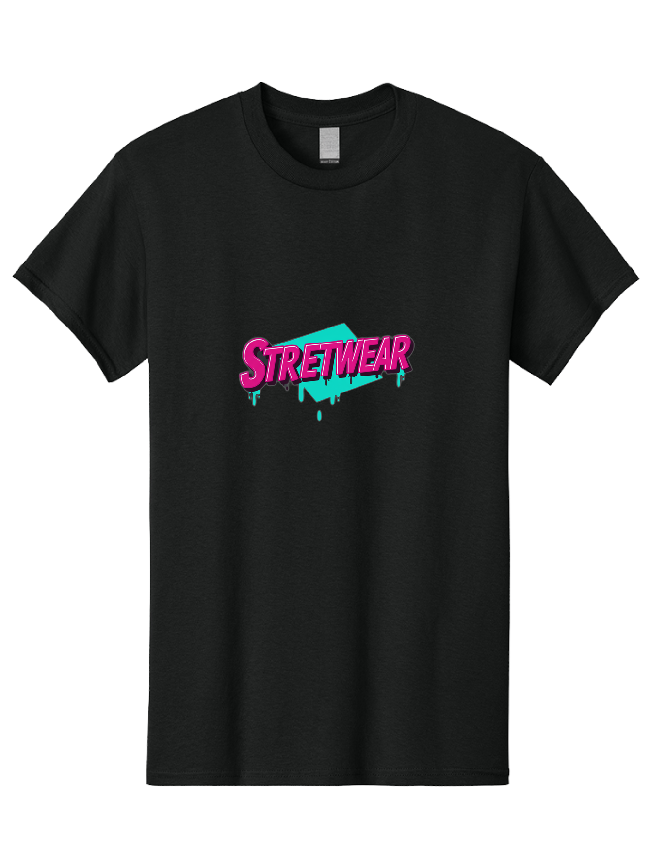 Stretwear-4 Men'S Graphic Tee, 100% Cotton, Comfortable Casual Summer Wear, Machine Washable, Streetwear Fashion, Urban Style, Bold Typography, Graffiti Art, Pink And Blue Colors, Edgy Design, Contemporary Fashion Trends, Stylish Clothing, Bad750