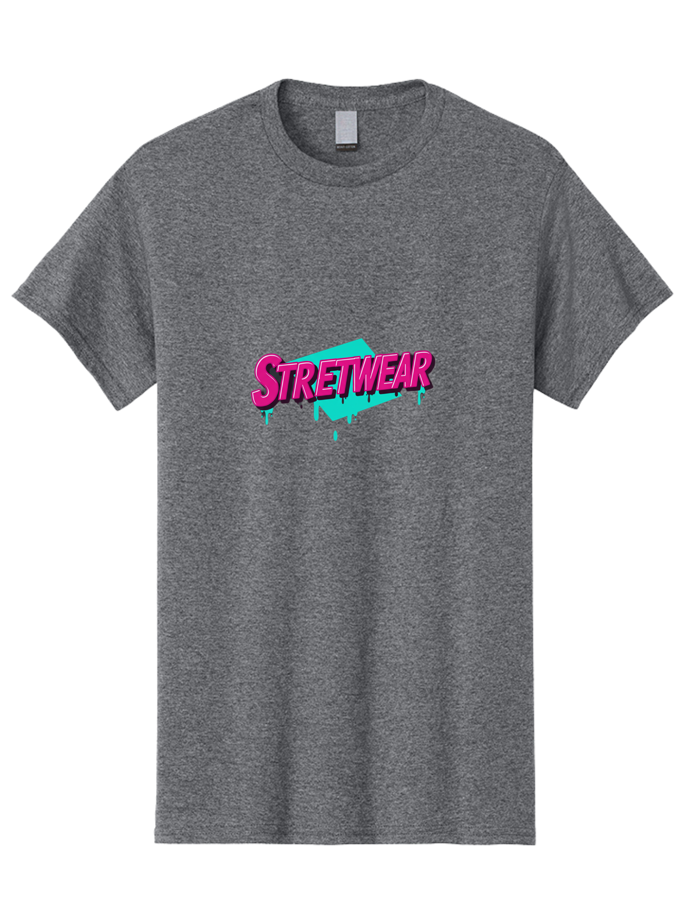 Stretwear-4 Men'S Graphic Tee, 100% Cotton, Comfortable Casual Summer Wear, Machine Washable, Streetwear Fashion, Urban Style, Bold Typography, Graffiti Art, Pink And Blue Colors, Edgy Design, Contemporary Fashion Trends, Stylish Clothing, Bad750