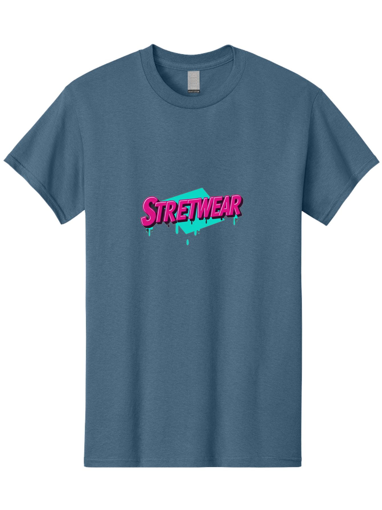 Stretwear-4 Men'S Graphic Tee, 100% Cotton, Comfortable Casual Summer Wear, Machine Washable, Streetwear Fashion, Urban Style, Bold Typography, Graffiti Art, Pink And Blue Colors, Edgy Design, Contemporary Fashion Trends, Stylish Clothing, Bad750