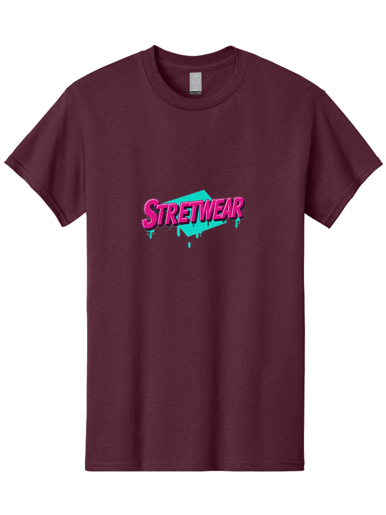 Stretwear-4 Men'S Graphic Tee, 100% Cotton, Comfortable Casual Summer Wear, Machine Washable, Streetwear Fashion, Urban Style, Bold Typography, Graffiti Art, Pink And Blue Colors, Edgy Design, Contemporary Fashion Trends, Stylish Clothing, Bad750