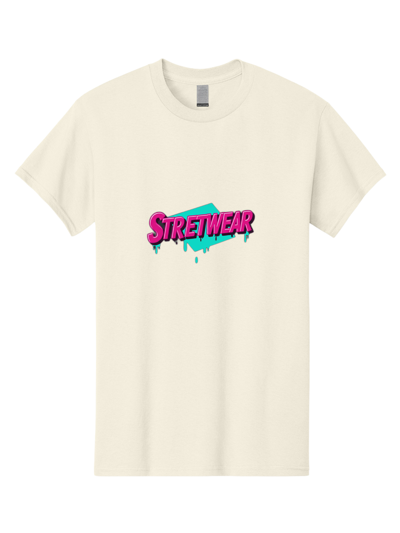 Stretwear-4 Men'S Graphic Tee, 100% Cotton, Comfortable Casual Summer Wear, Machine Washable, Streetwear Fashion, Urban Style, Bold Typography, Graffiti Art, Pink And Blue Colors, Edgy Design, Contemporary Fashion Trends, Stylish Clothing, Bad750