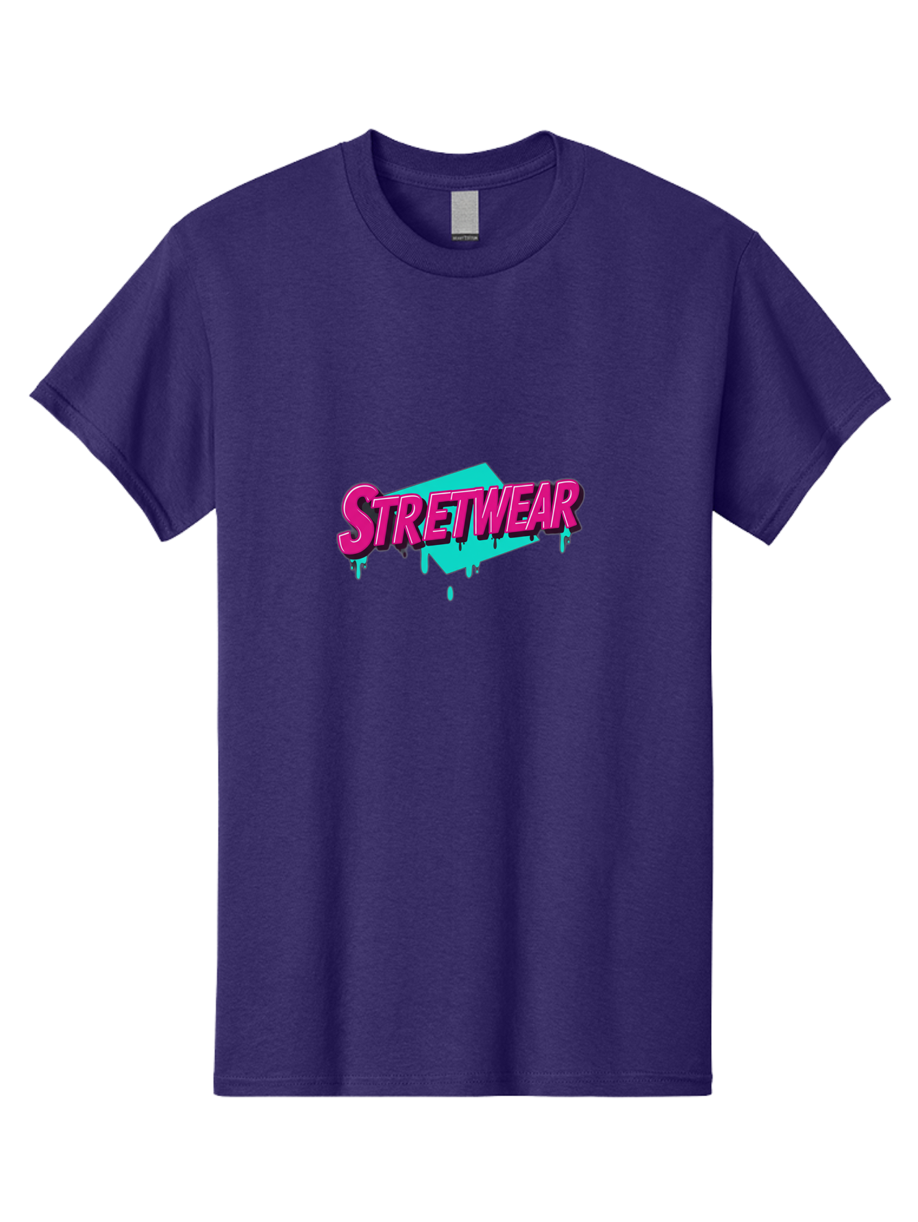 Stretwear-4 Men'S Graphic Tee, 100% Cotton, Comfortable Casual Summer Wear, Machine Washable, Streetwear Fashion, Urban Style, Bold Typography, Graffiti Art, Pink And Blue Colors, Edgy Design, Contemporary Fashion Trends, Stylish Clothing, Bad750