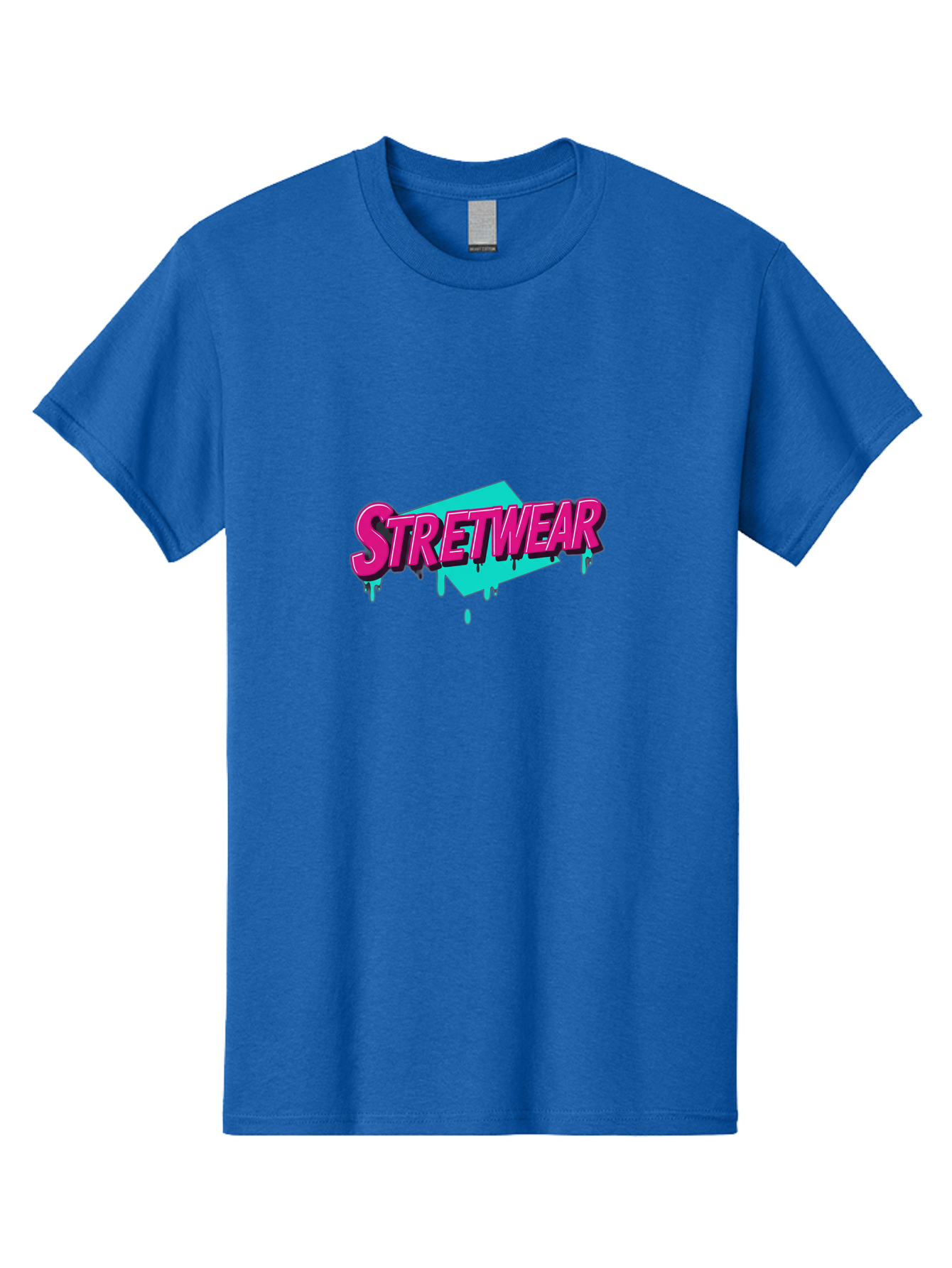 Stretwear-4 Men'S Graphic Tee, 100% Cotton, Comfortable Casual Summer Wear, Machine Washable, Streetwear Fashion, Urban Style, Bold Typography, Graffiti Art, Pink And Blue Colors, Edgy Design, Contemporary Fashion Trends, Stylish Clothing, Bad750