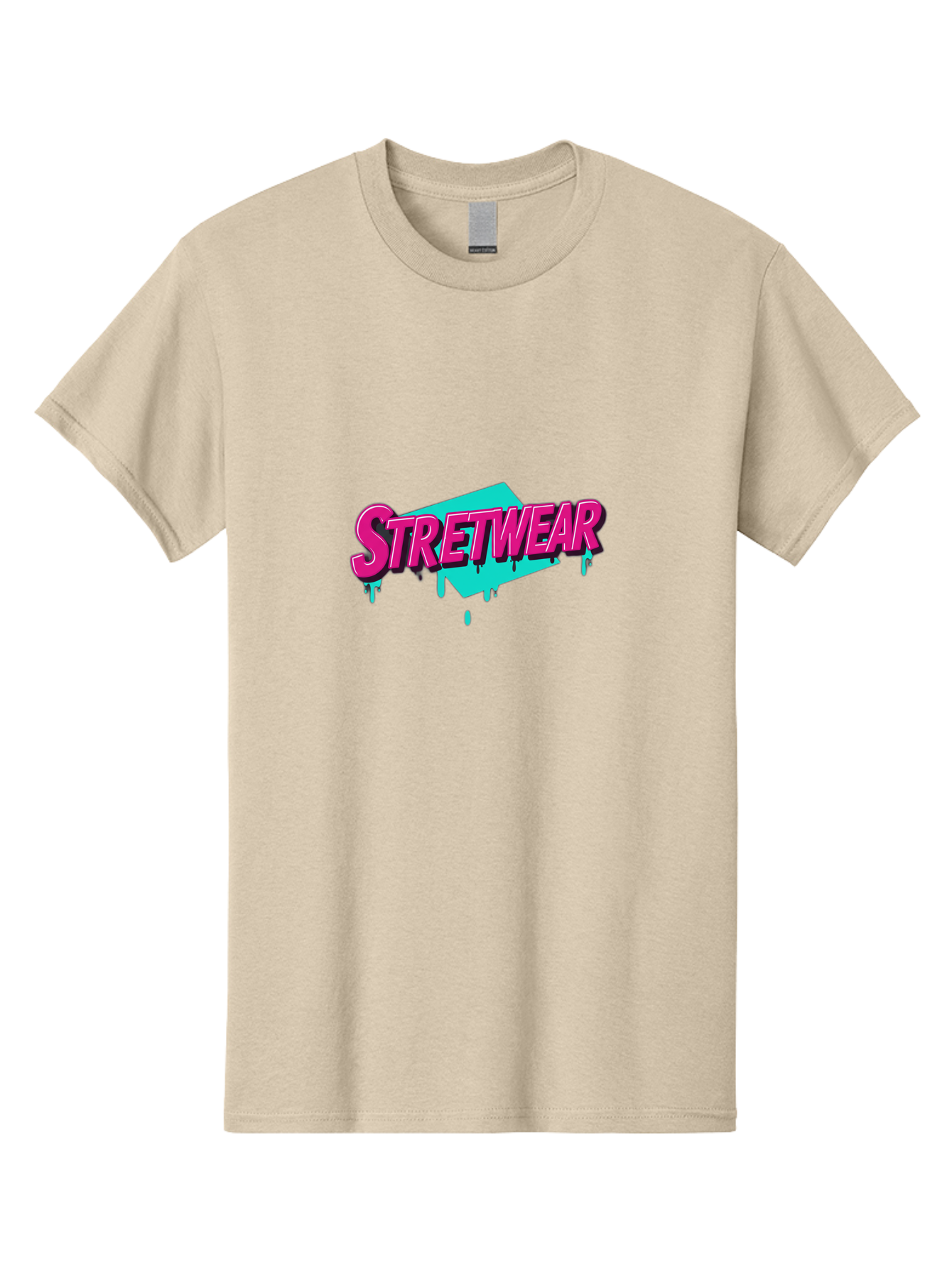 Stretwear-4 Men'S Graphic Tee, 100% Cotton, Comfortable Casual Summer Wear, Machine Washable, Streetwear Fashion, Urban Style, Bold Typography, Graffiti Art, Pink And Blue Colors, Edgy Design, Contemporary Fashion Trends, Stylish Clothing, Bad750