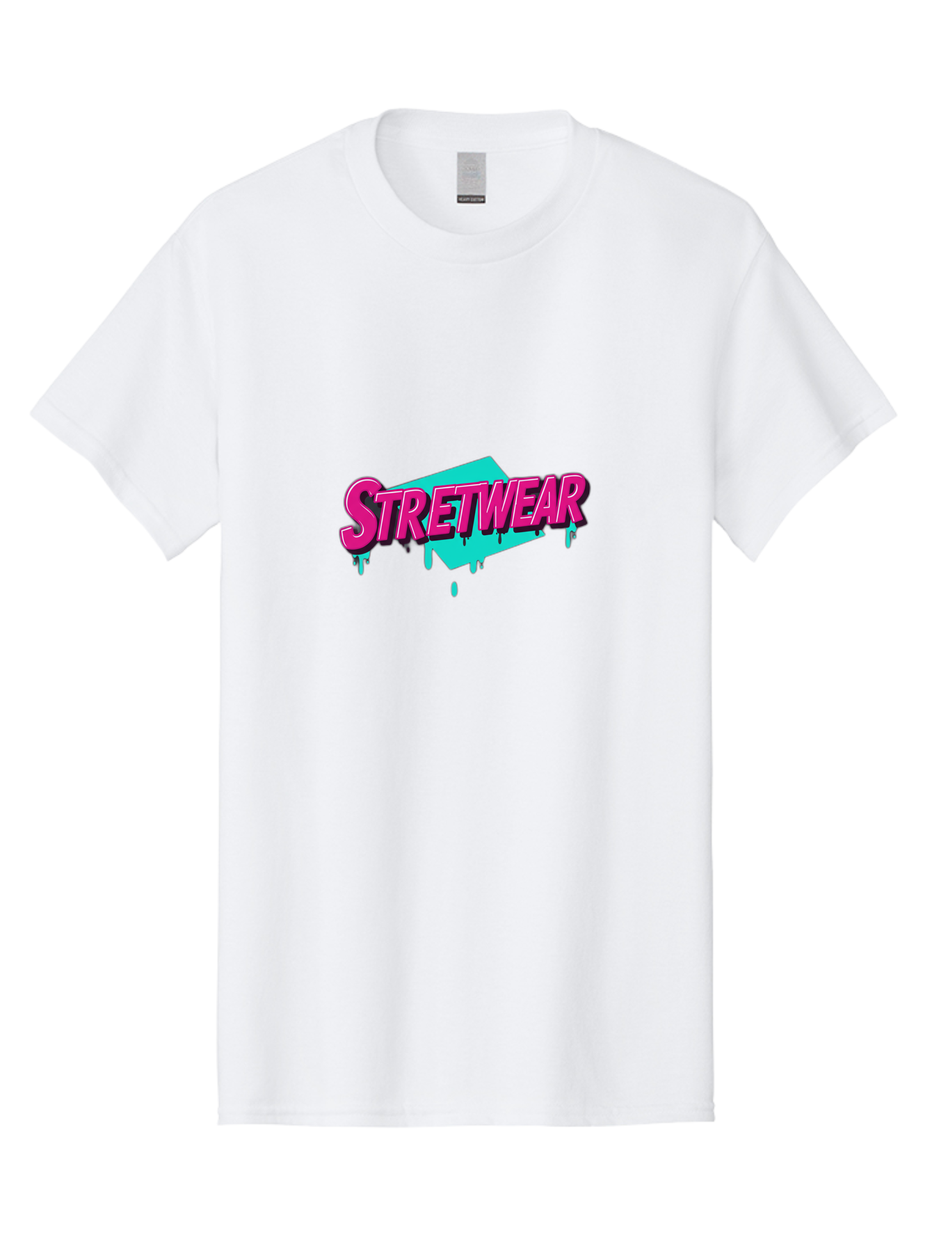 Stretwear-4 Men'S Graphic Tee, 100% Cotton, Comfortable Casual Summer Wear, Machine Washable, Streetwear Fashion, Urban Style, Bold Typography, Graffiti Art, Pink And Blue Colors, Edgy Design, Contemporary Fashion Trends, Stylish Clothing, Bad750