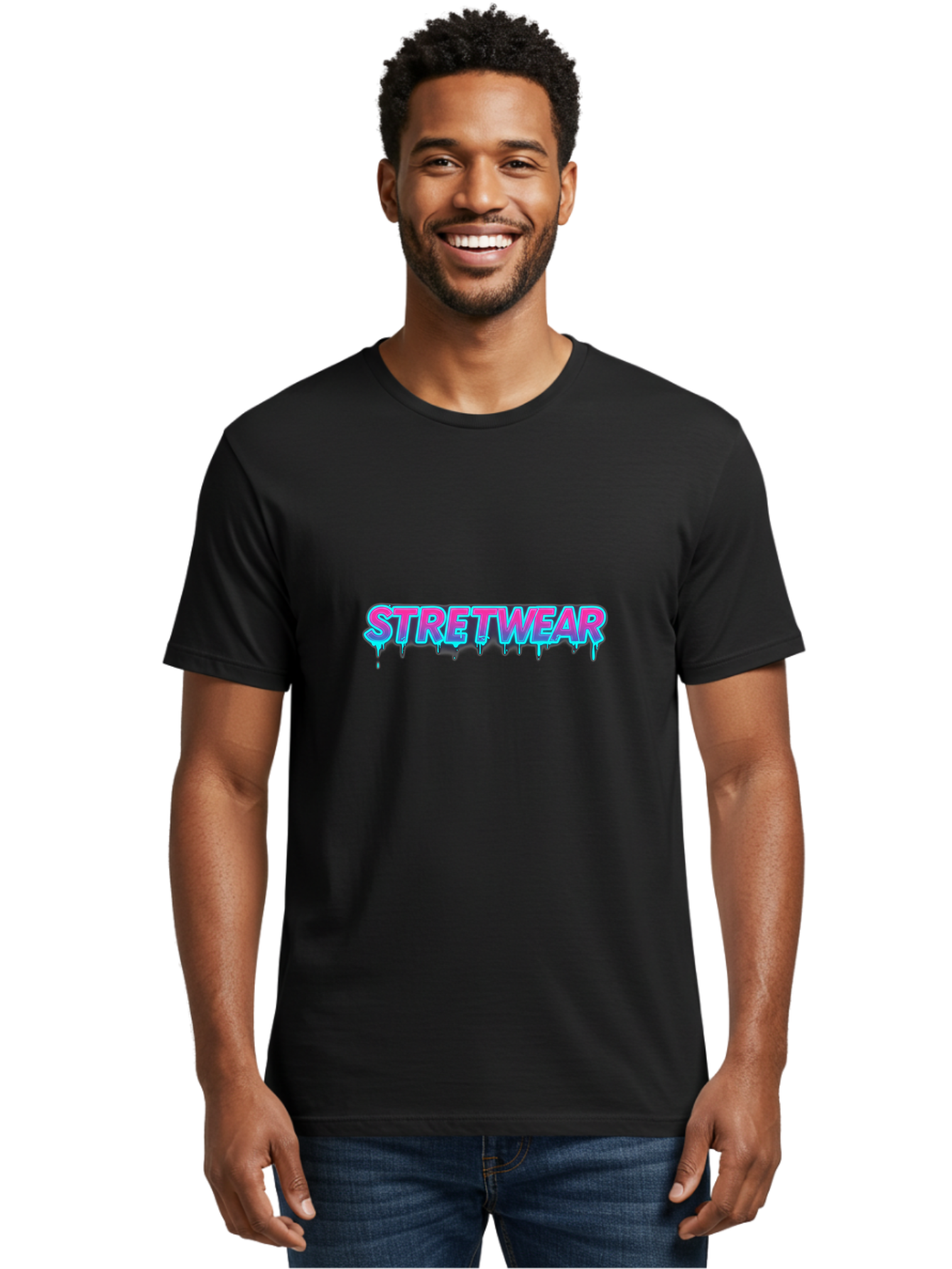 Stretwear-7 Men'S Graphic Tee, 100% Cotton, Comfortable Casual Summer Wear, Machine Washable, Streetwear Fashion, Urban Style, Graffiti Art, Dripping Effect, Bold Typography, Vibrant Colors, Modern Design, Trendy Clothing Bad753
