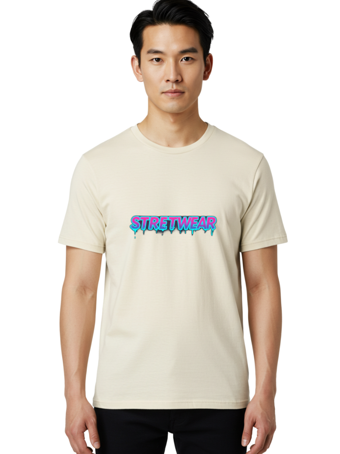 Stretwear-7 Men'S Graphic Tee, 100% Cotton, Comfortable Casual Summer Wear, Machine Washable, Streetwear Fashion, Urban Style, Graffiti Art, Dripping Effect, Bold Typography, Vibrant Colors, Modern Design, Trendy Clothing Bad753
