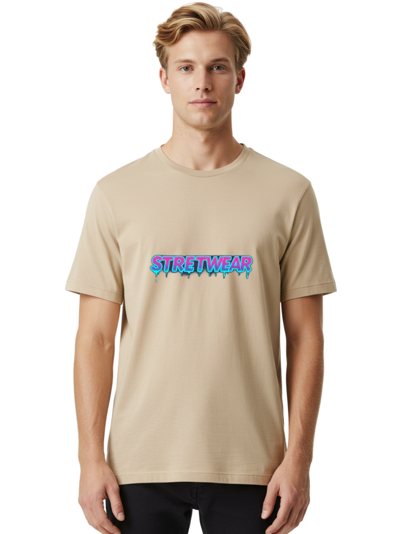 Stretwear-7 Men'S Graphic Tee, 100% Cotton, Comfortable Casual Summer Wear, Machine Washable, Streetwear Fashion, Urban Style, Graffiti Art, Dripping Effect, Bold Typography, Vibrant Colors, Modern Design, Trendy Clothing Bad753