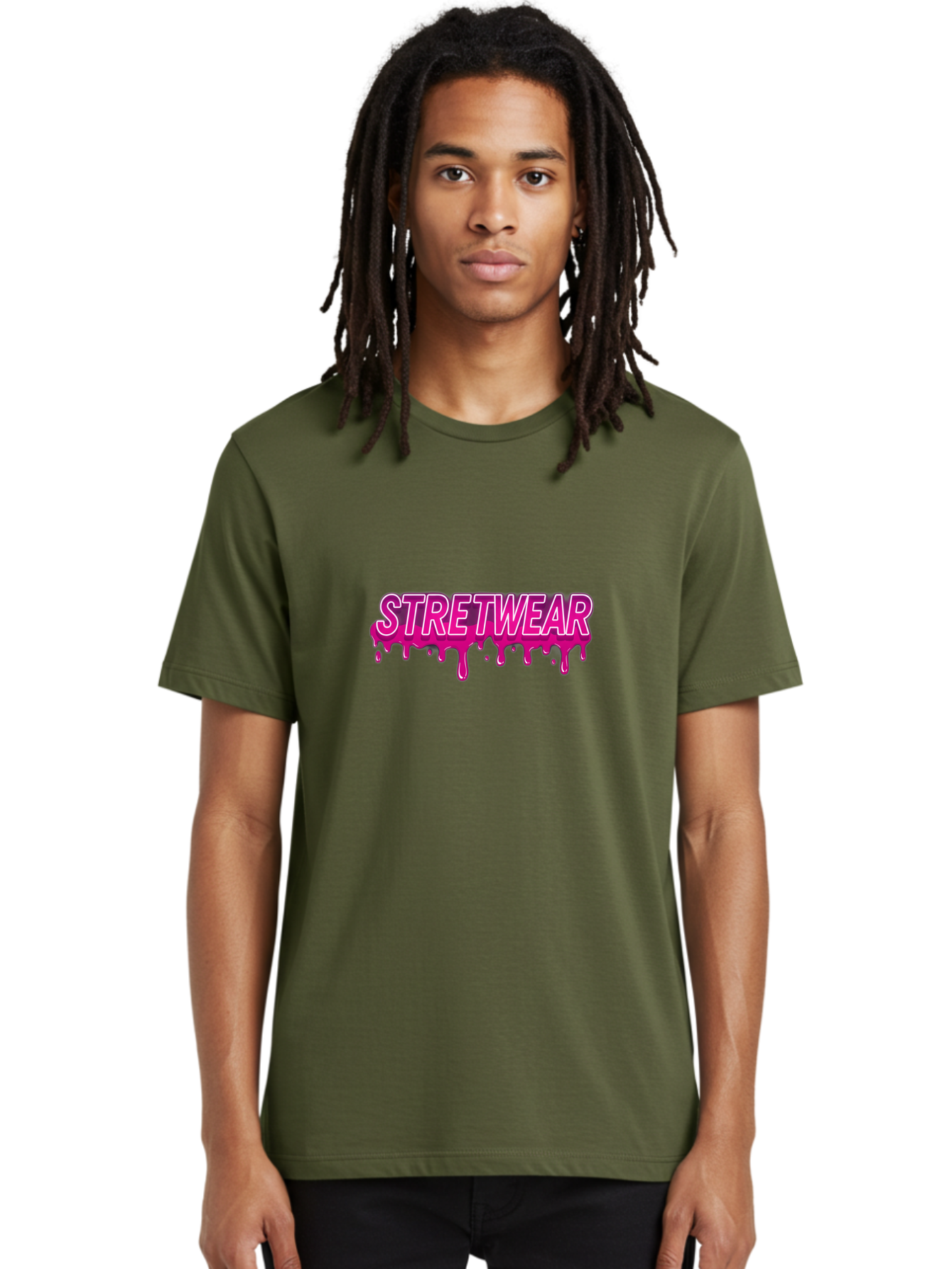 Stretwear Men'S Graphic Tee, 100% Cotton, Comfortable Casual Summer Wear, Machine Washable, Streetwear Fashion, Urban Style, Graffiti Art, Trendy Clothing, Pink Drips, Bold Typography, Edgy Aesthetic, Modern Design Bad756