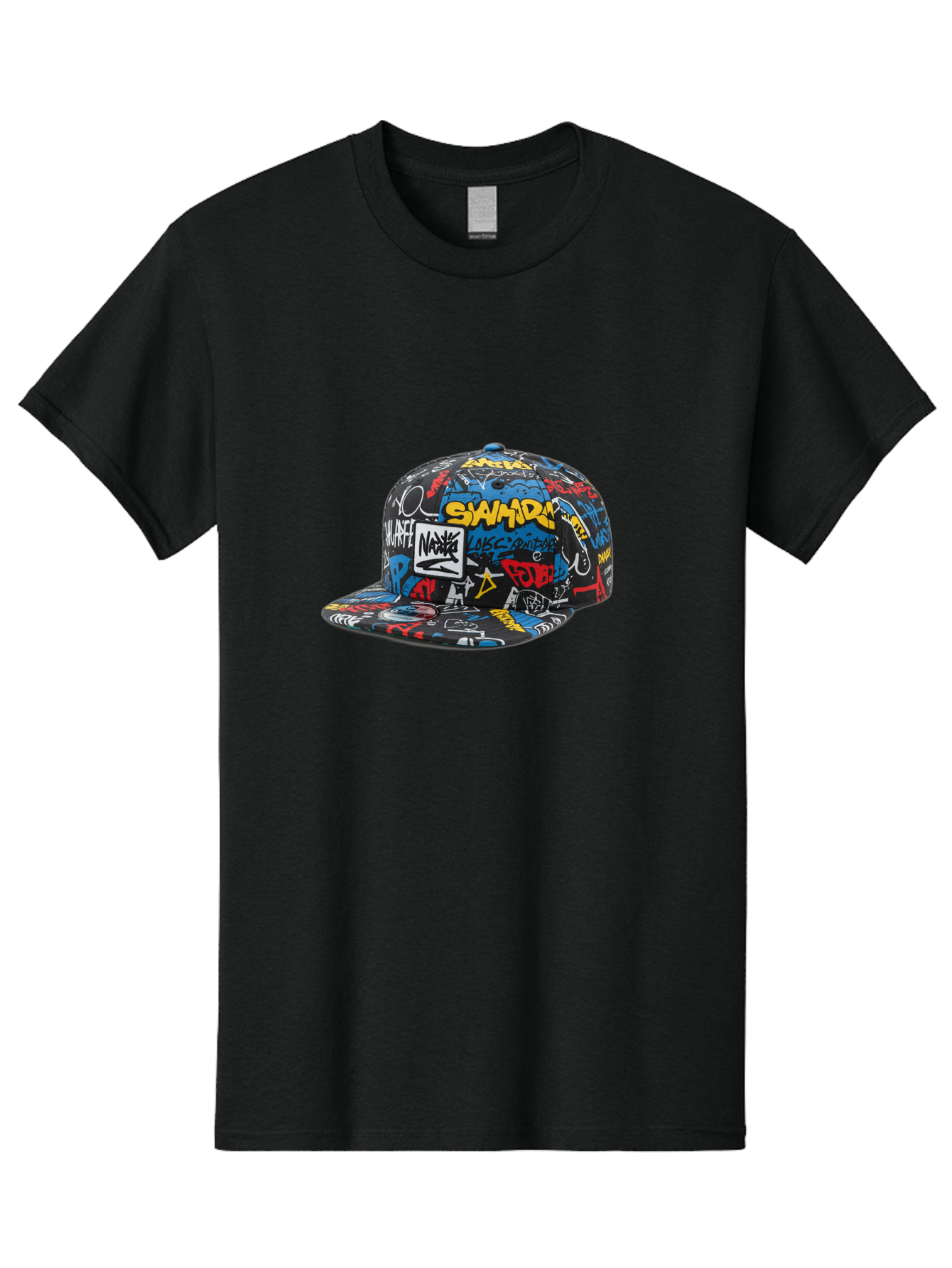 Stussy-Graffiti-Baseball-Cap Men'S Graphic Tee, 100% Cotton, Comfortable Casual Summer Wear, Machine Washable, Graffiti Cap, Streetwear Fashion, Urban Style, Bold Designs, Vibrant Colors, Stüssy Branding, Casual Wear, Skateboarding Culture, Bad757