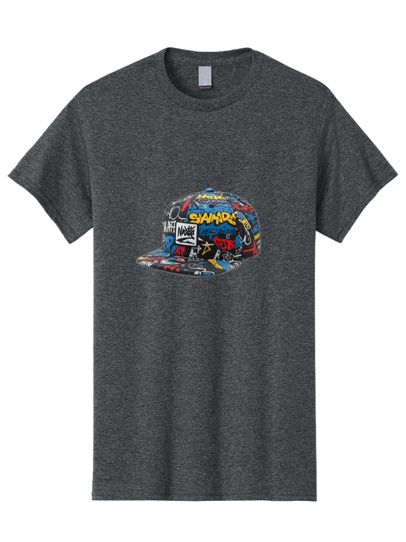Stussy-Graffiti-Baseball-Cap Men'S Graphic Tee, 100% Cotton, Comfortable Casual Summer Wear, Machine Washable, Graffiti Cap, Streetwear Fashion, Urban Style, Bold Designs, Vibrant Colors, Stüssy Branding, Casual Wear, Skateboarding Culture, Bad757