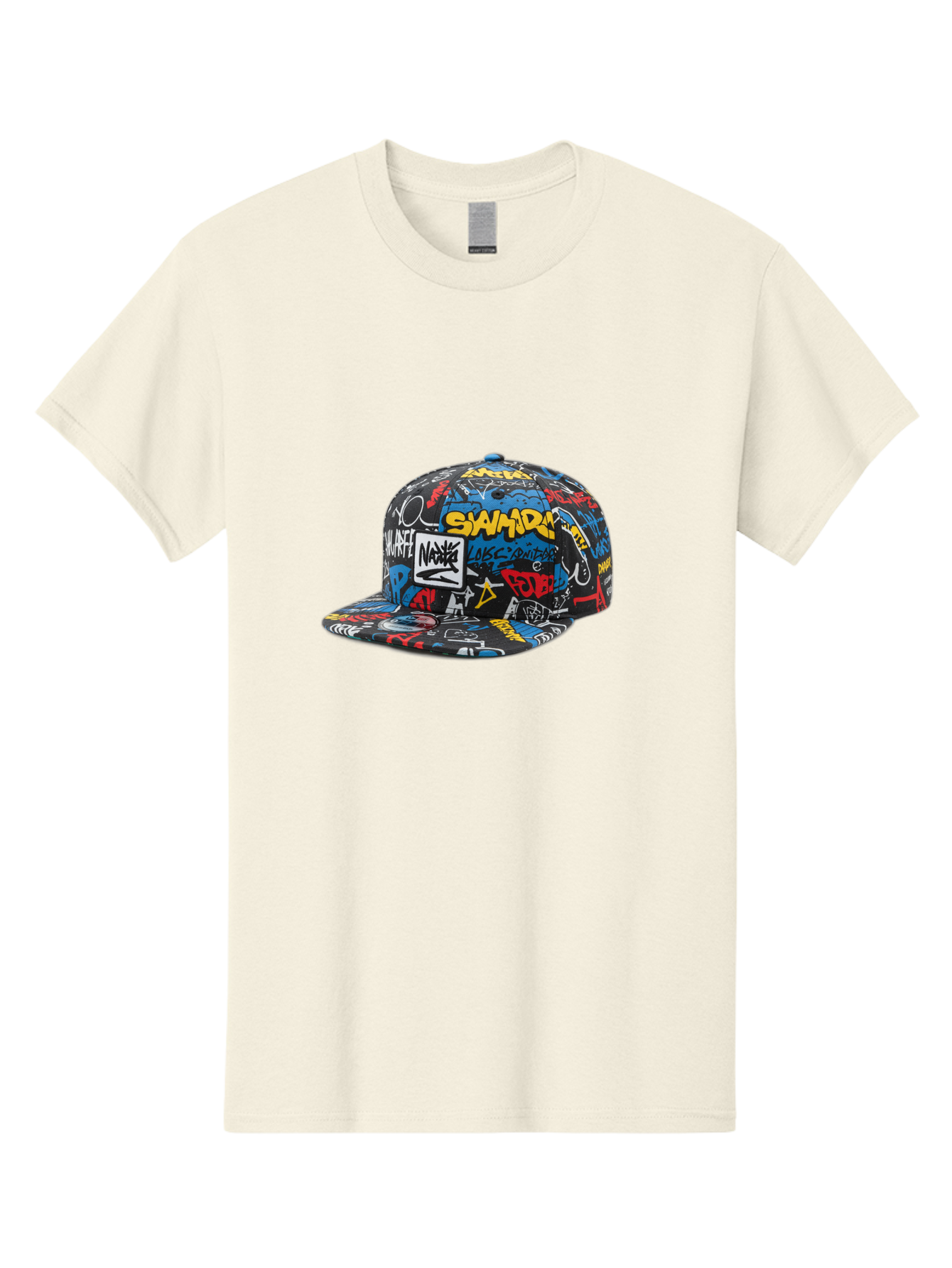 Stussy-Graffiti-Baseball-Cap Men'S Graphic Tee, 100% Cotton, Comfortable Casual Summer Wear, Machine Washable, Graffiti Cap, Streetwear Fashion, Urban Style, Bold Designs, Vibrant Colors, Stüssy Branding, Casual Wear, Skateboarding Culture, Bad757