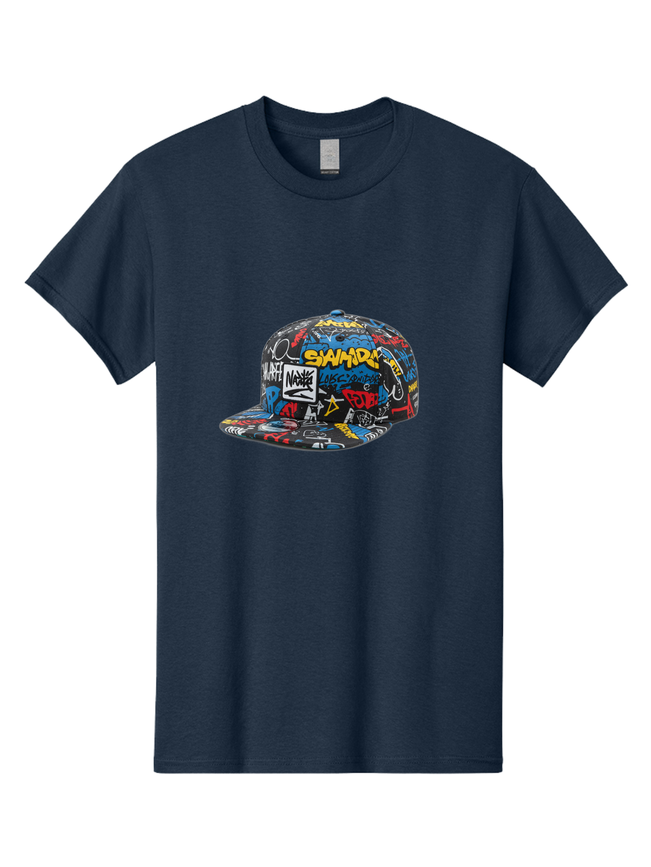 Stussy-Graffiti-Baseball-Cap Men'S Graphic Tee, 100% Cotton, Comfortable Casual Summer Wear, Machine Washable, Graffiti Cap, Streetwear Fashion, Urban Style, Bold Designs, Vibrant Colors, Stüssy Branding, Casual Wear, Skateboarding Culture, Bad757