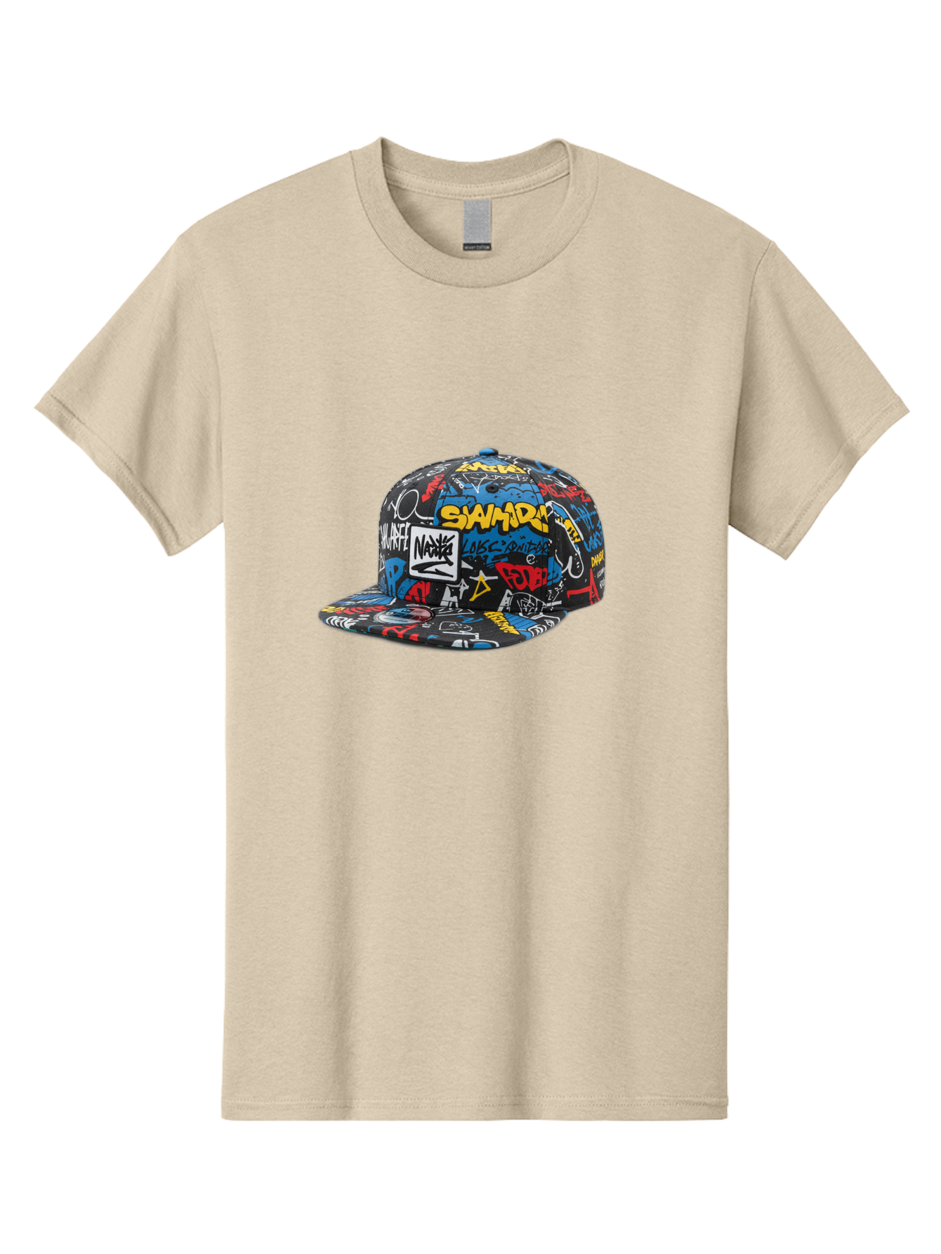 Stussy-Graffiti-Baseball-Cap Men'S Graphic Tee, 100% Cotton, Comfortable Casual Summer Wear, Machine Washable, Graffiti Cap, Streetwear Fashion, Urban Style, Bold Designs, Vibrant Colors, Stüssy Branding, Casual Wear, Skateboarding Culture, Bad757