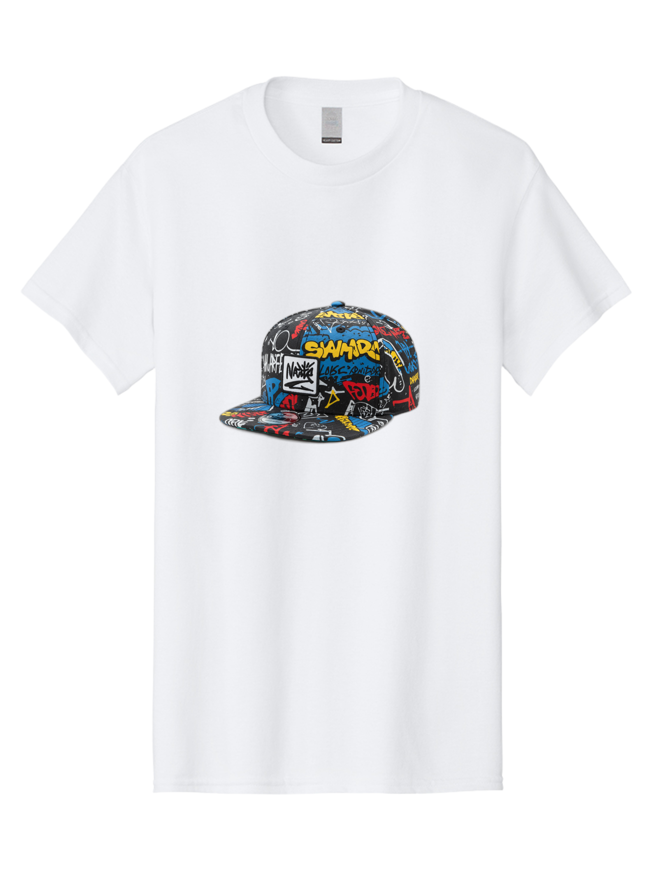 Stussy-Graffiti-Baseball-Cap Men'S Graphic Tee, 100% Cotton, Comfortable Casual Summer Wear, Machine Washable, Graffiti Cap, Streetwear Fashion, Urban Style, Bold Designs, Vibrant Colors, Stüssy Branding, Casual Wear, Skateboarding Culture, Bad757