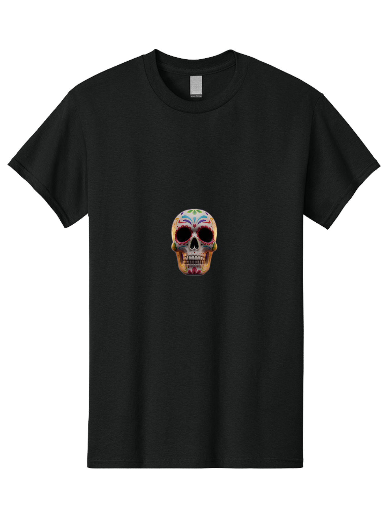 Sugar-Skull-12 Men'S Graphic Tee, 100% Cotton, Comfortable Casual Summer Wear, Machine Washable, Sugar Skull, Day Of The Dead, Dia De Los Muertos, Vibrant Colors, Decorative Skull, Mexican Culture, Skull Decoration, Colorful Patterns Bad761
