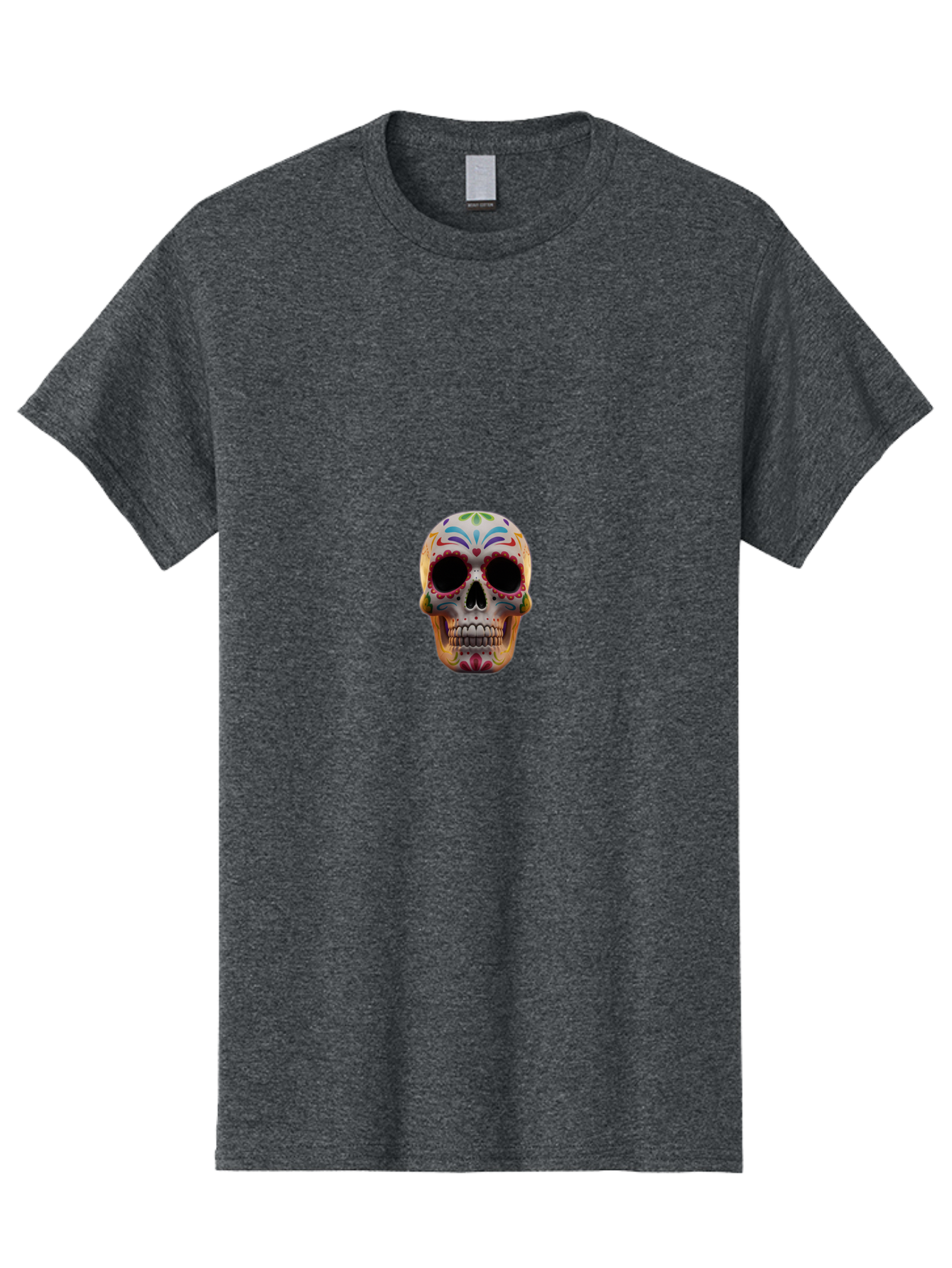 Sugar-Skull-12 Men'S Graphic Tee, 100% Cotton, Comfortable Casual Summer Wear, Machine Washable, Sugar Skull, Day Of The Dead, Dia De Los Muertos, Vibrant Colors, Decorative Skull, Mexican Culture, Skull Decoration, Colorful Patterns Bad761