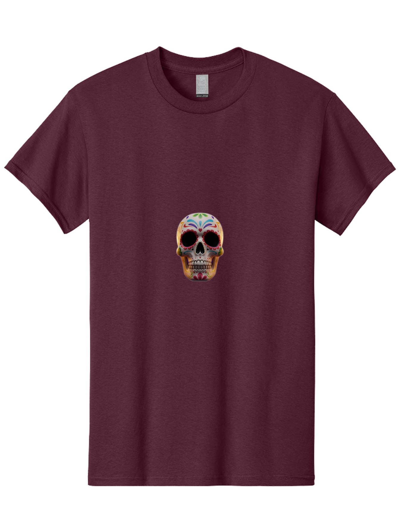 Sugar-Skull-12 Men'S Graphic Tee, 100% Cotton, Comfortable Casual Summer Wear, Machine Washable, Sugar Skull, Day Of The Dead, Dia De Los Muertos, Vibrant Colors, Decorative Skull, Mexican Culture, Skull Decoration, Colorful Patterns Bad761
