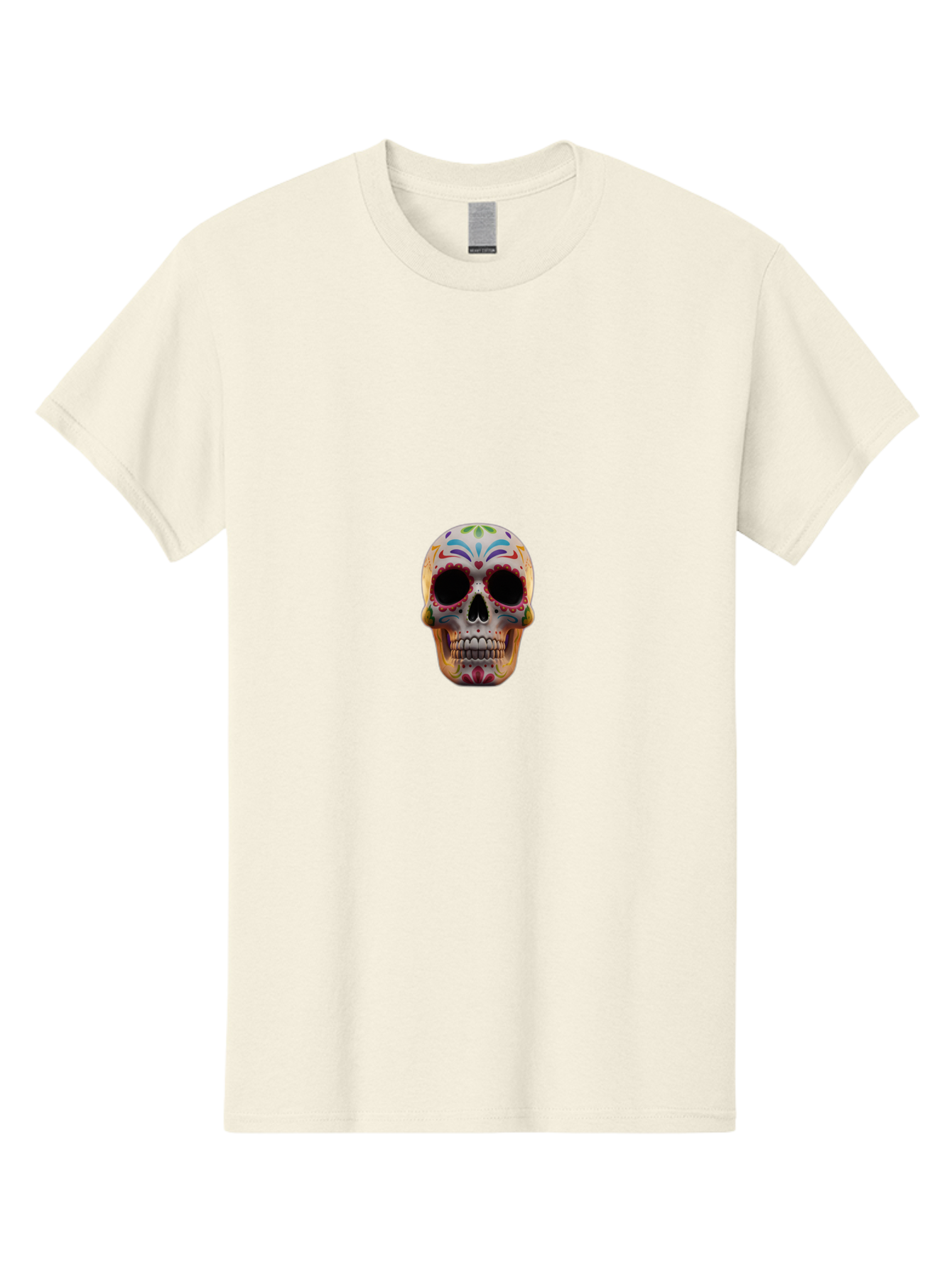 Sugar-Skull-12 Men'S Graphic Tee, 100% Cotton, Comfortable Casual Summer Wear, Machine Washable, Sugar Skull, Day Of The Dead, Dia De Los Muertos, Vibrant Colors, Decorative Skull, Mexican Culture, Skull Decoration, Colorful Patterns Bad761