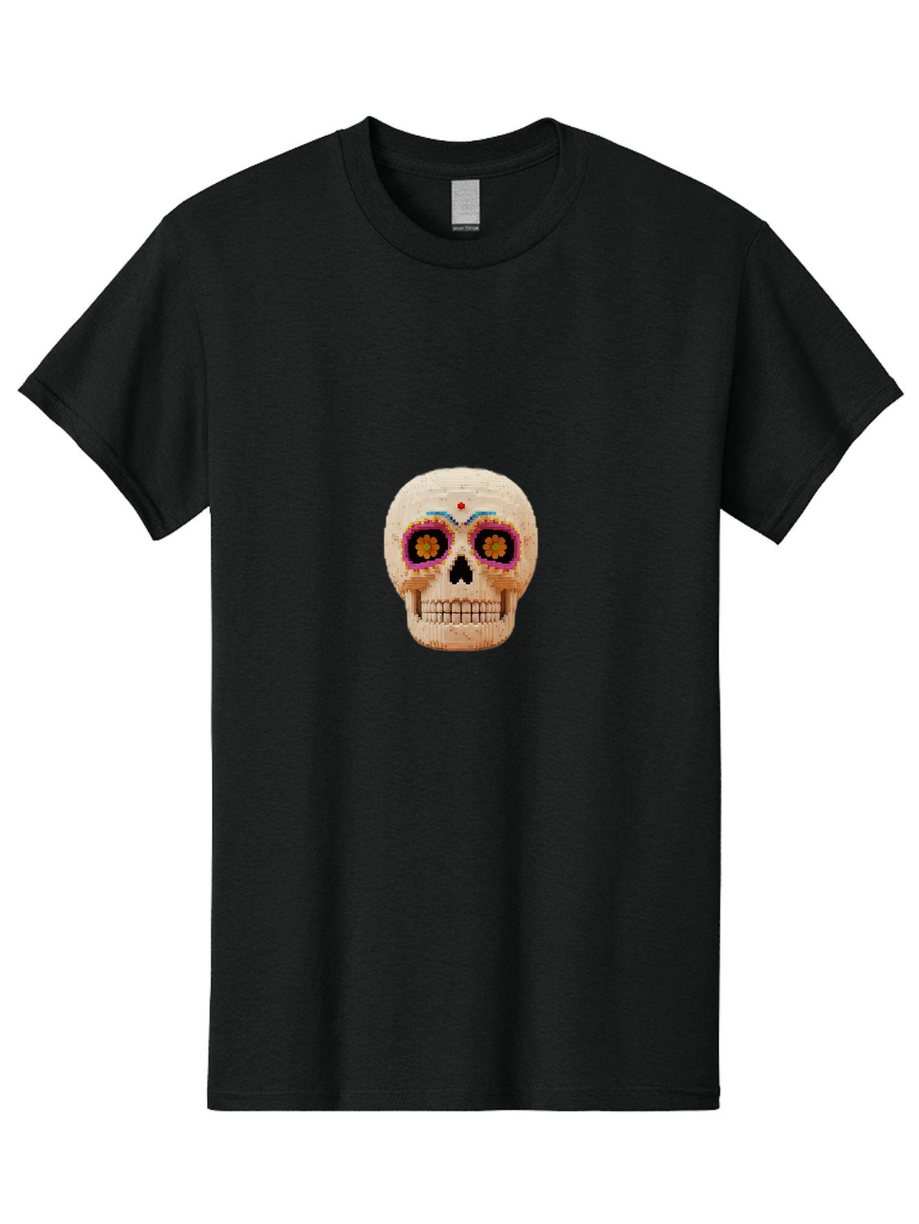Sugar-Skull-7 Men'S Graphic Tee, 100% Cotton, Comfortable Casual Summer Wear, Machine Washable, Sugar Skull Decoration, Day Of The Dead, Colorful Skull, Mexican Culture, Festive Design, Vibrant Colors, Floral Patterns, Traditional Art Bad779