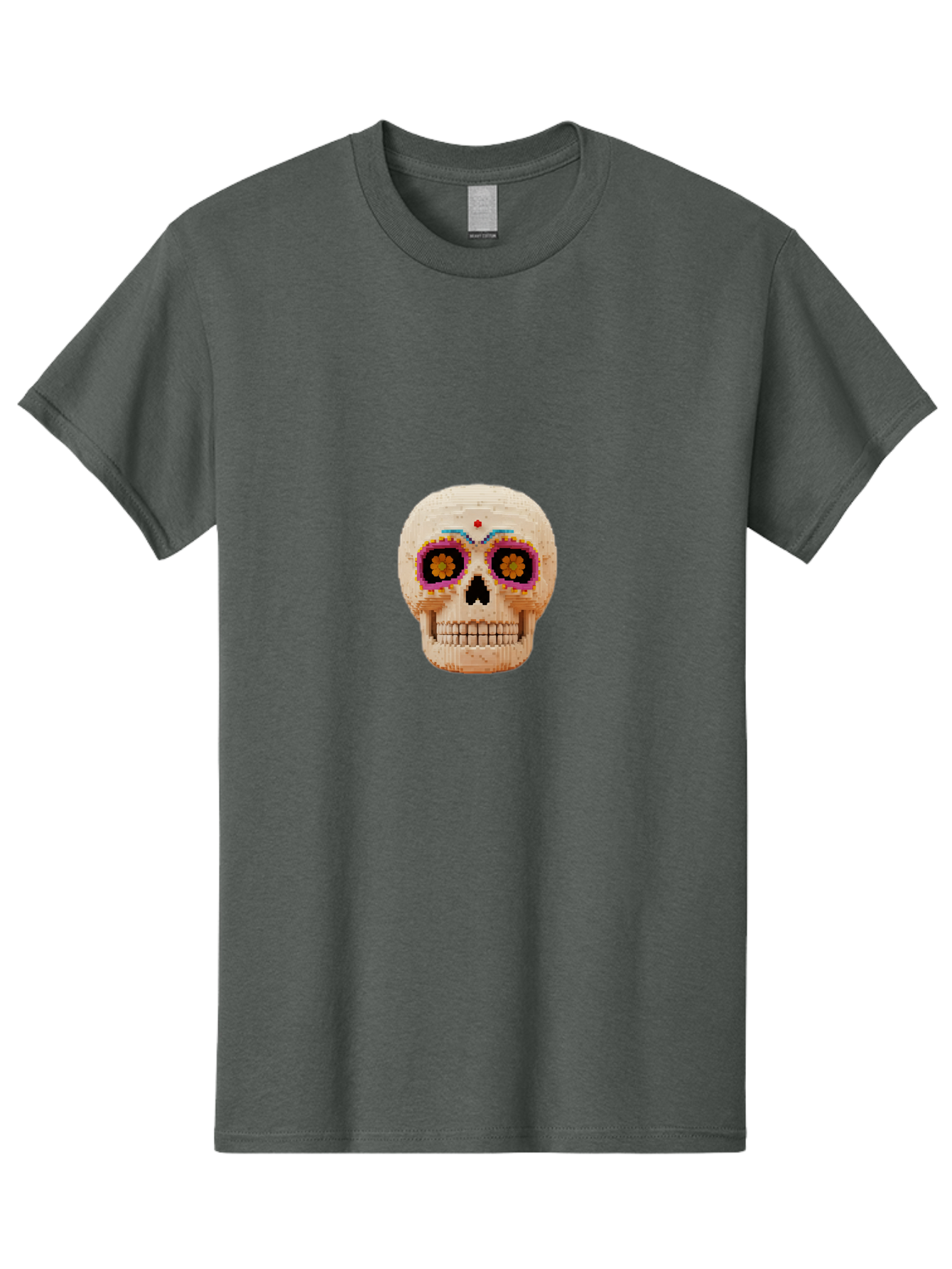 Sugar-Skull-7 Men'S Graphic Tee, 100% Cotton, Comfortable Casual Summer Wear, Machine Washable, Sugar Skull Decoration, Day Of The Dead, Colorful Skull, Mexican Culture, Festive Design, Vibrant Colors, Floral Patterns, Traditional Art Bad779