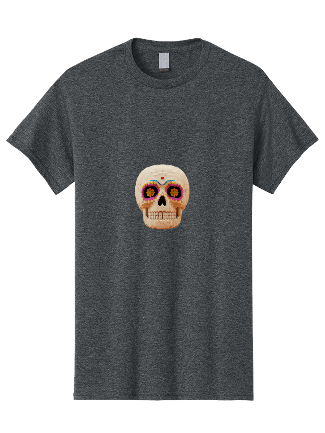 Sugar-Skull-7 Men'S Graphic Tee, 100% Cotton, Comfortable Casual Summer Wear, Machine Washable, Sugar Skull Decoration, Day Of The Dead, Colorful Skull, Mexican Culture, Festive Design, Vibrant Colors, Floral Patterns, Traditional Art Bad779
