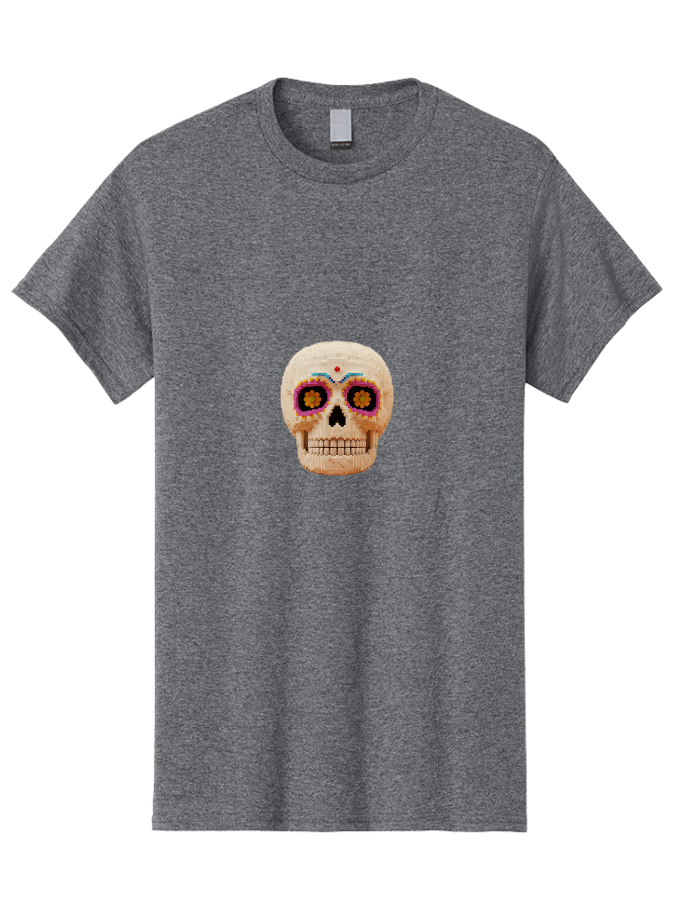 Sugar-Skull-7 Men'S Graphic Tee, 100% Cotton, Comfortable Casual Summer Wear, Machine Washable, Sugar Skull Decoration, Day Of The Dead, Colorful Skull, Mexican Culture, Festive Design, Vibrant Colors, Floral Patterns, Traditional Art Bad779