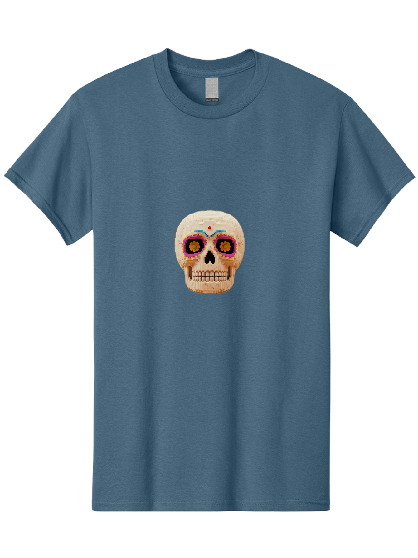 Sugar-Skull-7 Men'S Graphic Tee, 100% Cotton, Comfortable Casual Summer Wear, Machine Washable, Sugar Skull Decoration, Day Of The Dead, Colorful Skull, Mexican Culture, Festive Design, Vibrant Colors, Floral Patterns, Traditional Art Bad779