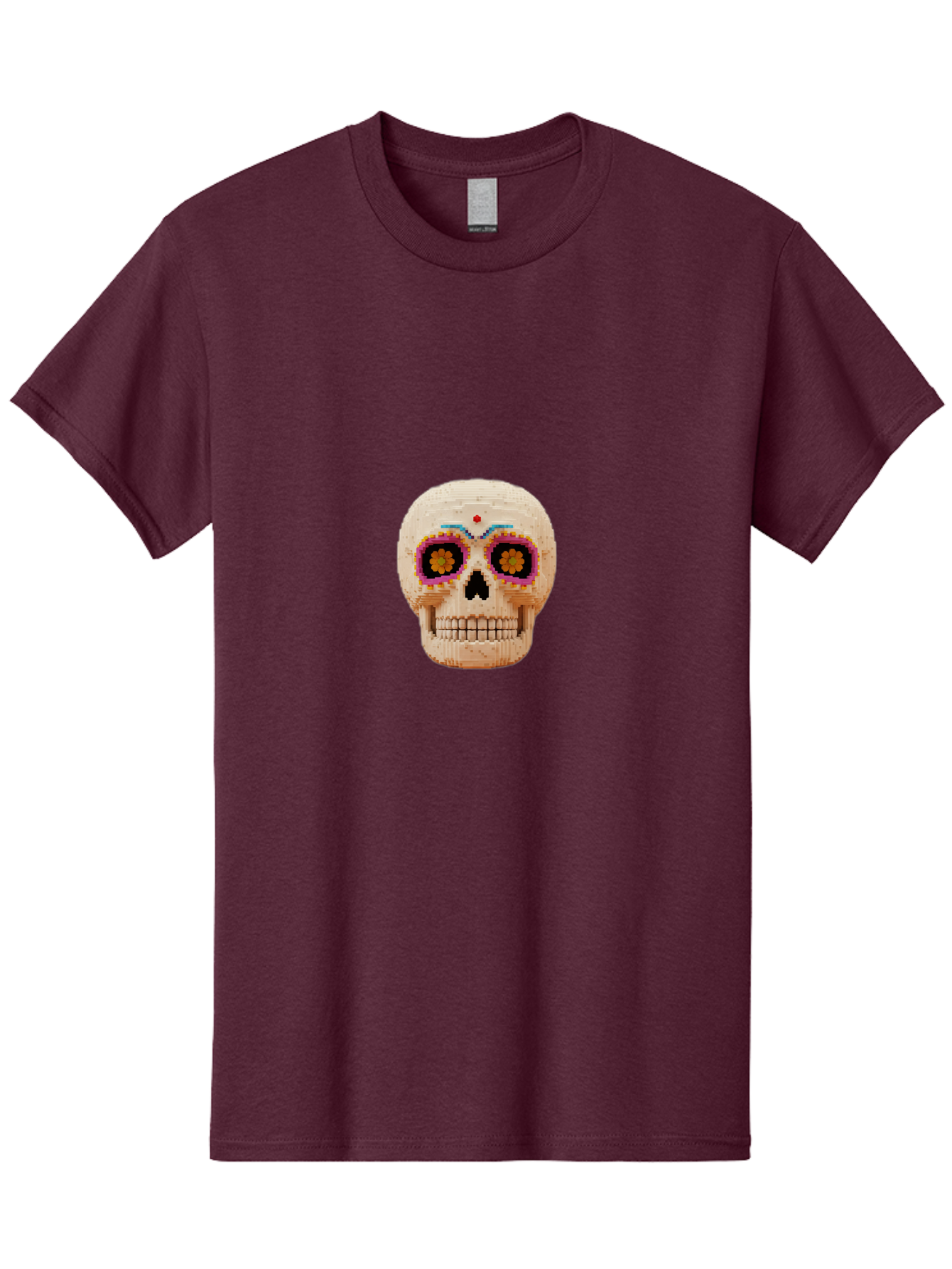 Sugar-Skull-7 Men'S Graphic Tee, 100% Cotton, Comfortable Casual Summer Wear, Machine Washable, Sugar Skull Decoration, Day Of The Dead, Colorful Skull, Mexican Culture, Festive Design, Vibrant Colors, Floral Patterns, Traditional Art Bad779