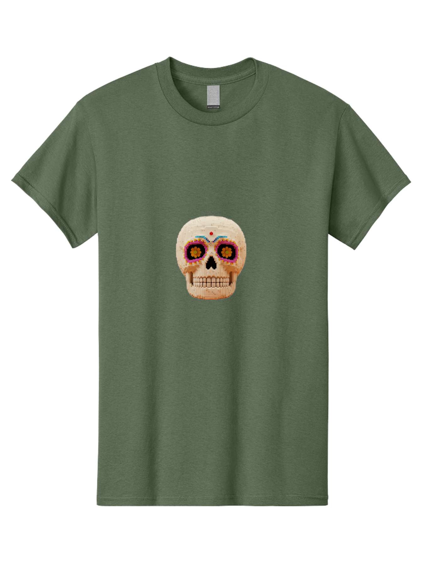 Sugar-Skull-7 Men'S Graphic Tee, 100% Cotton, Comfortable Casual Summer Wear, Machine Washable, Sugar Skull Decoration, Day Of The Dead, Colorful Skull, Mexican Culture, Festive Design, Vibrant Colors, Floral Patterns, Traditional Art Bad779
