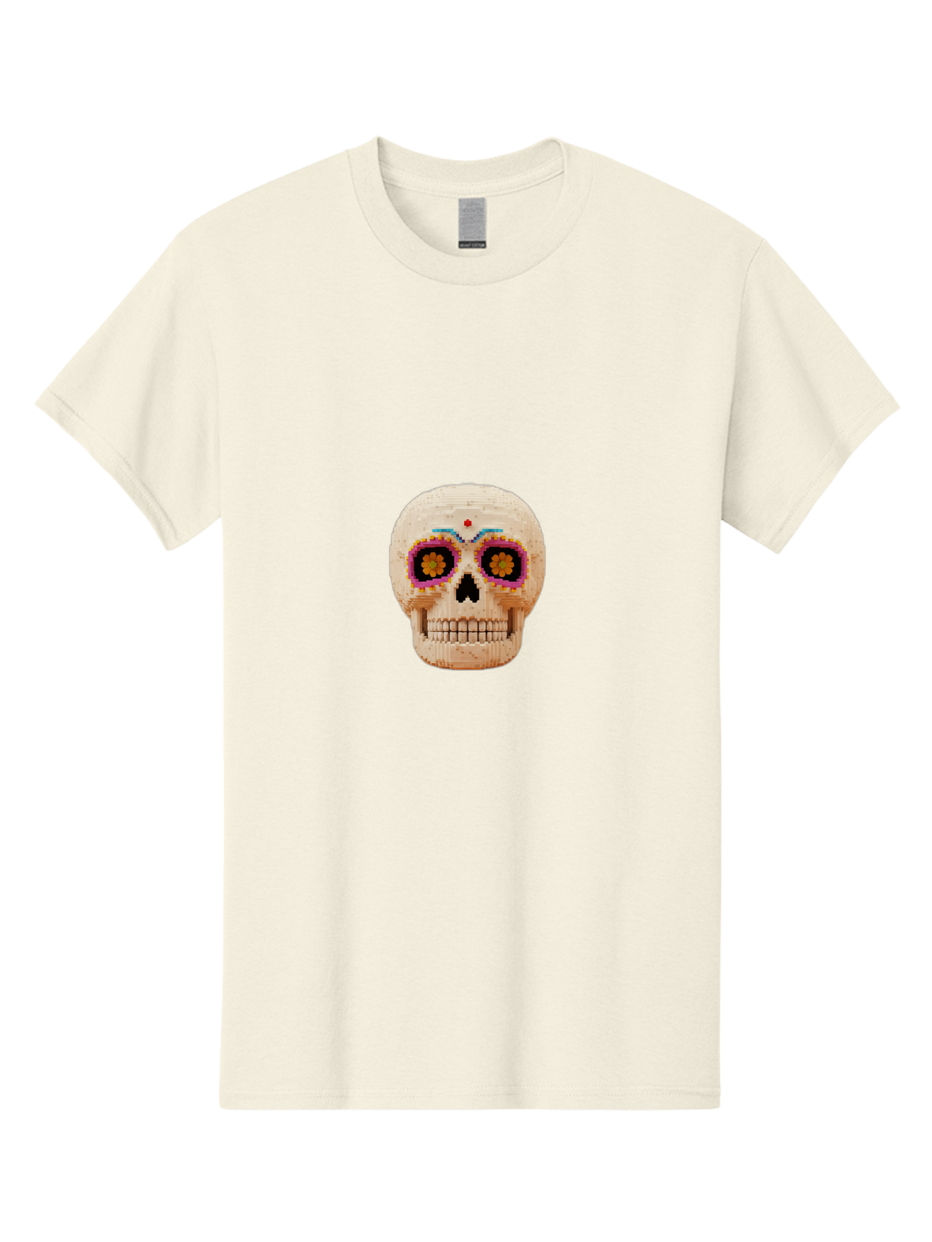 Sugar-Skull-7 Men'S Graphic Tee, 100% Cotton, Comfortable Casual Summer Wear, Machine Washable, Sugar Skull Decoration, Day Of The Dead, Colorful Skull, Mexican Culture, Festive Design, Vibrant Colors, Floral Patterns, Traditional Art Bad779